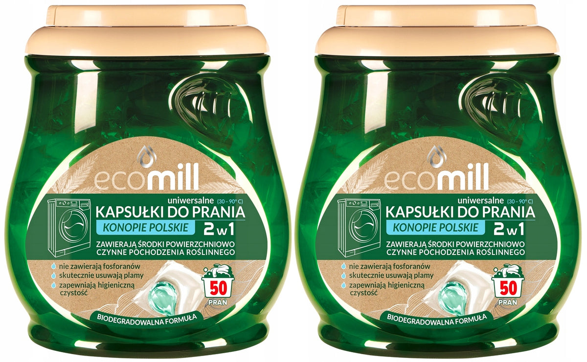 2x UNIVERSAL WASHING CAPSULES EFFECTIVE HEMP POLISH ECOMILL 50pcs