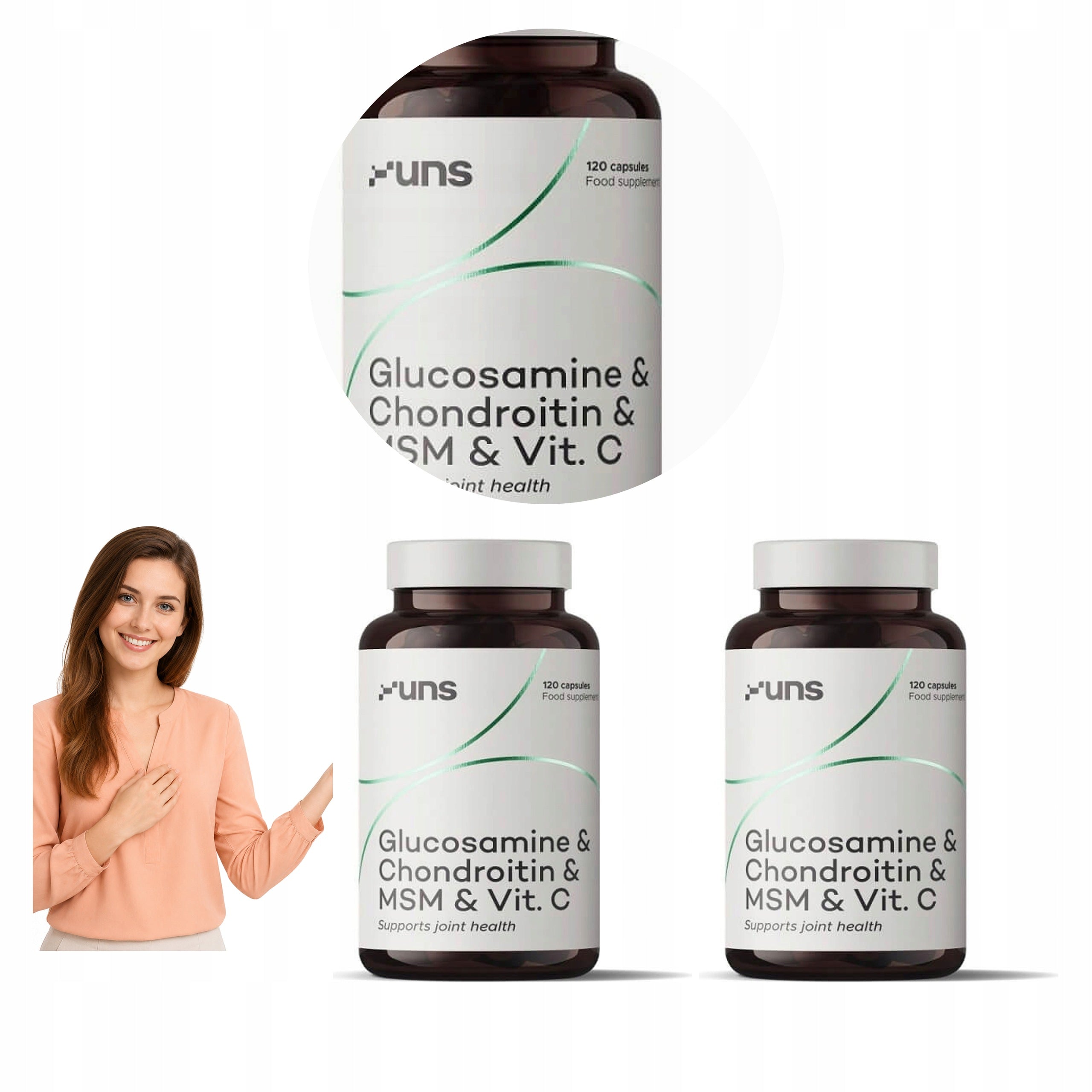 2x UNS Glucosamine Chondroitin MSM Vitamin C Sulfate Complex 120 kaps.