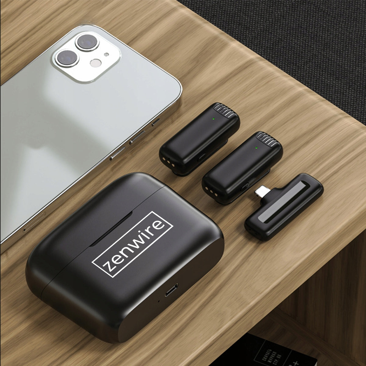 2x USB-C Wireless Tie Microphone with Capacitive Case Dual Packaging status original