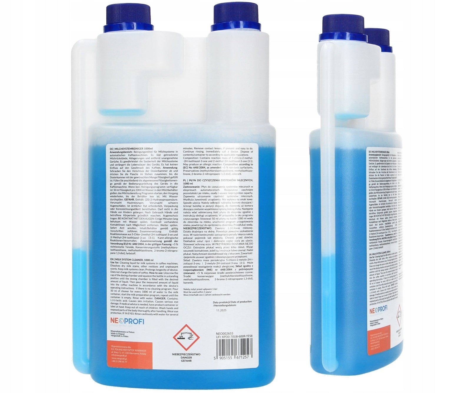 2x Universal liquid 1L for cleaning milk frother machine NEOPROFI Manufacturer code NEO002655