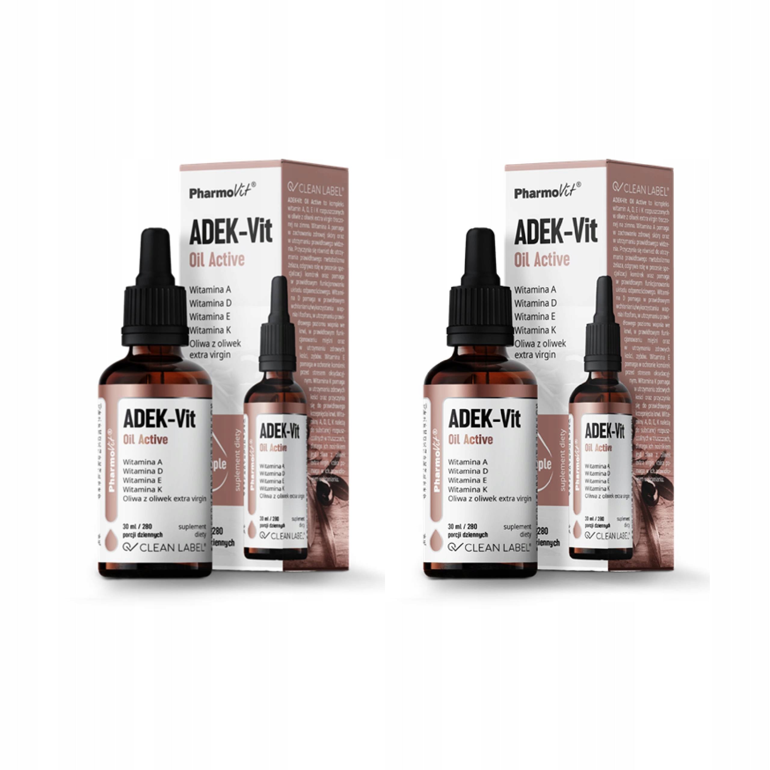 2x VITAMIN ADEK IN GLUTEN-FREE DROPS 30 ml - PHARMOVIT (CLEAN LABEL)