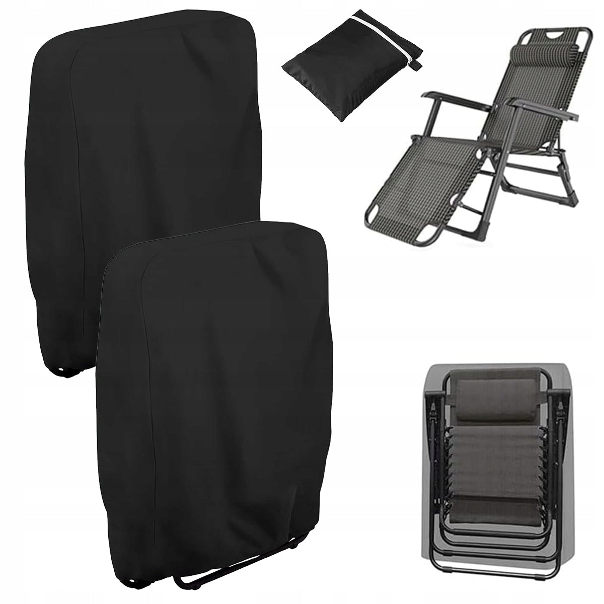 2x WATERPROOF LOUNGER COVER GARDEN FOLDING CHAIR STRONG Length 71 cm
