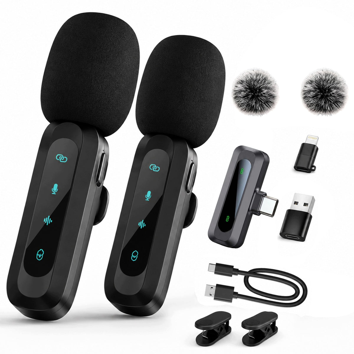2x WIRELESS TIE MICROPHONE FOR USB-C COMPUTER PHONE