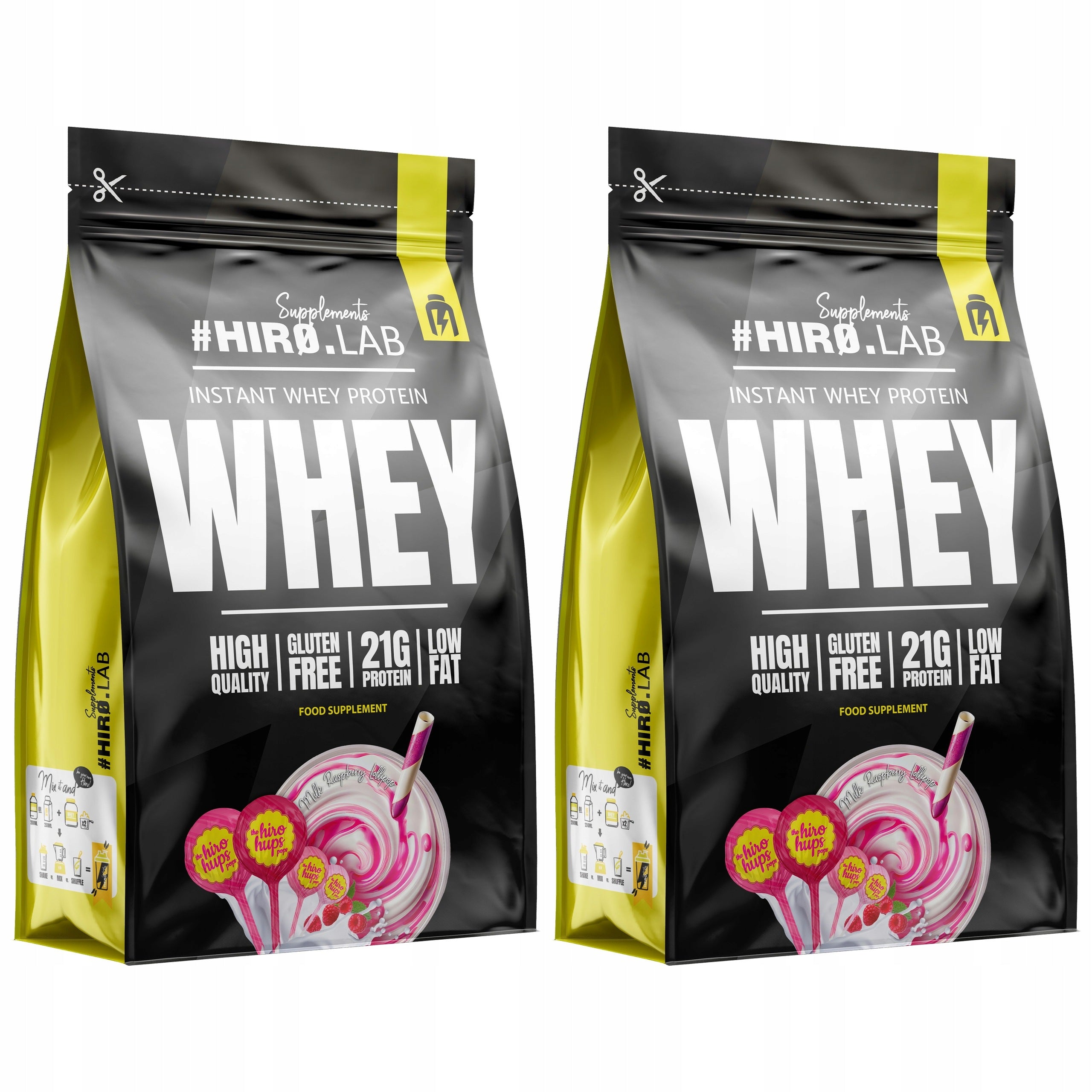 2x WPC Instant Whey Protein 2000 g Milk Raspberry Lollipop