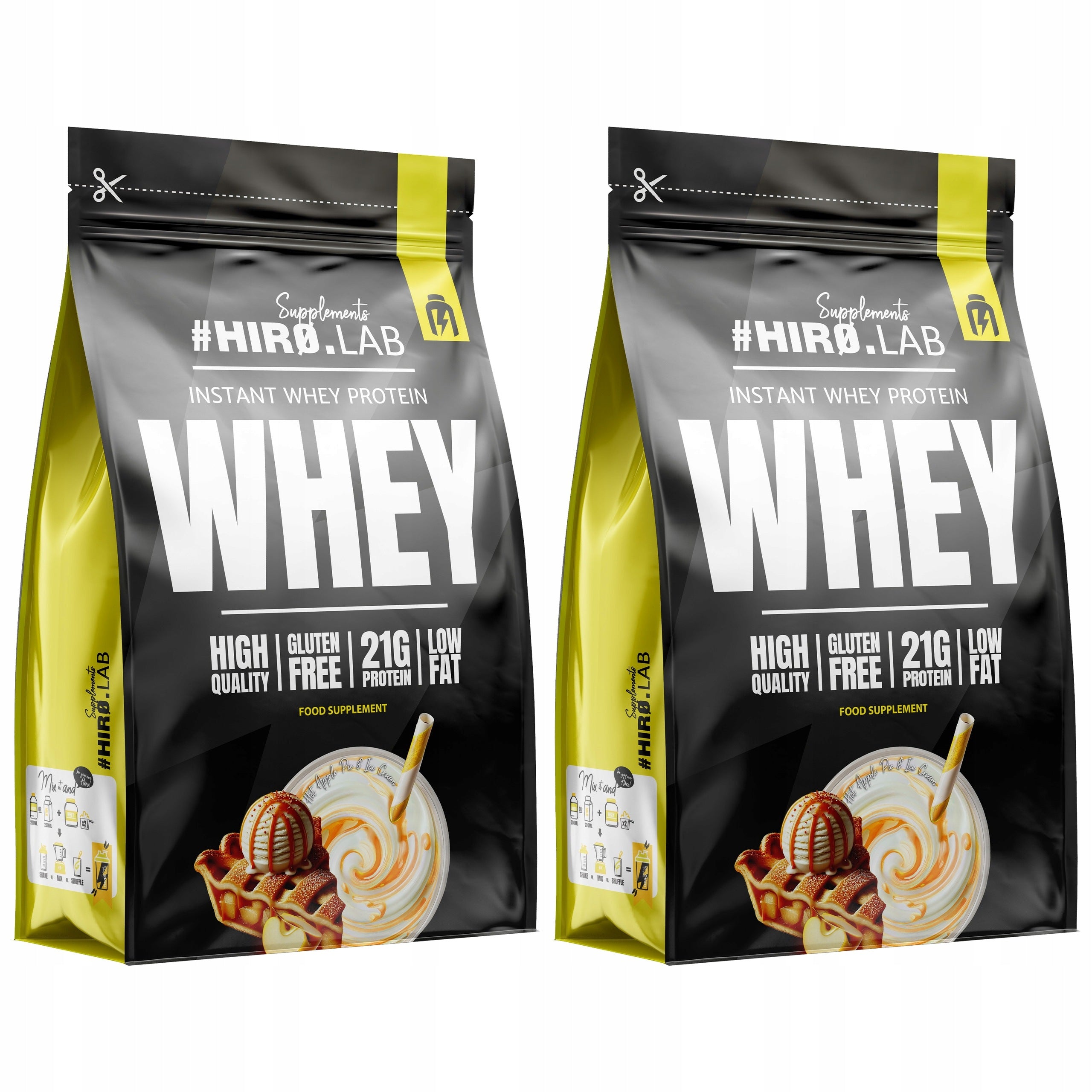 2x WPC Protein Instant Whey Protein 750 g Hiro Ice Cream Apple pie