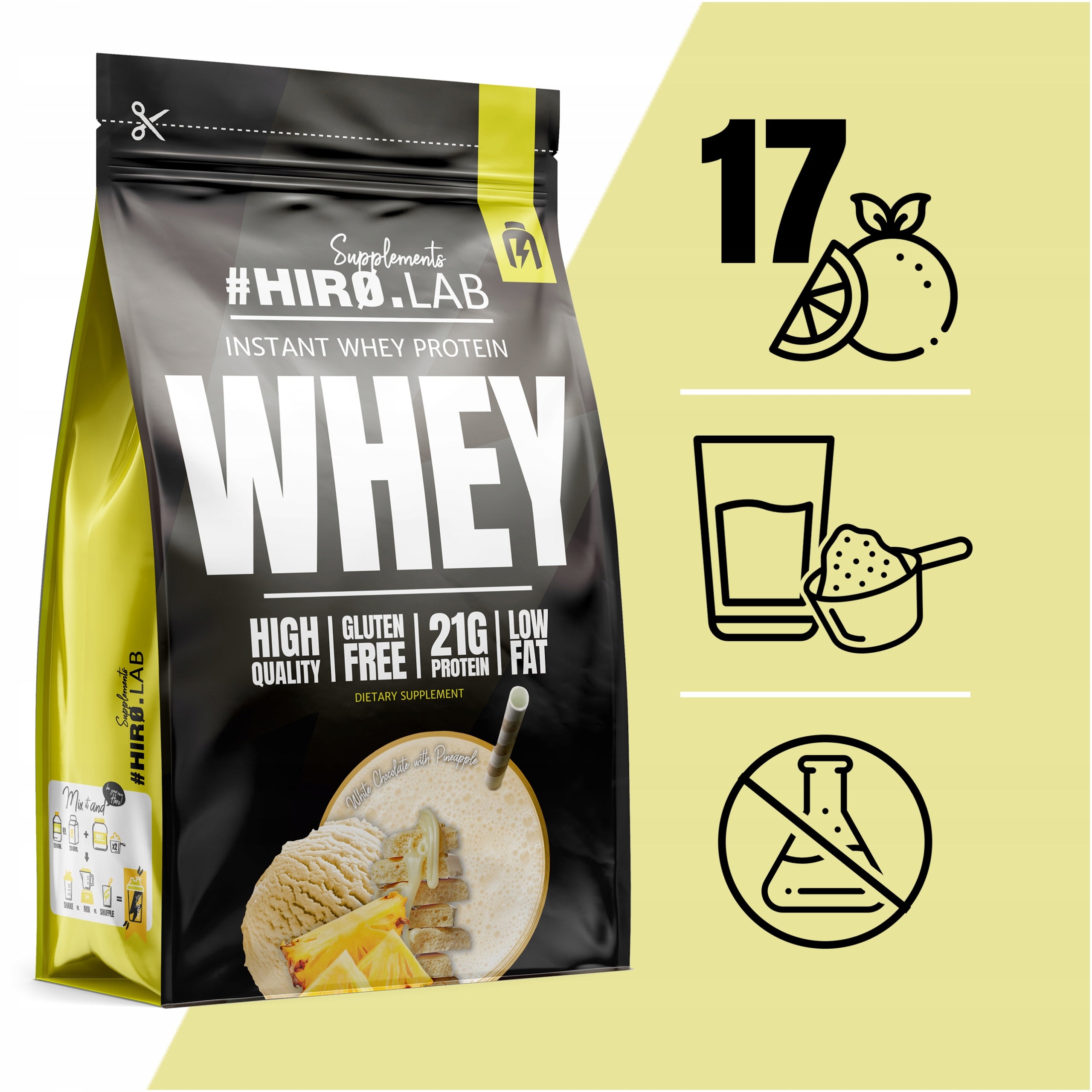 2x WPC Protein Instant Whey Protein 750g White Chocolate Pineapple H Brand HIRO.LAB