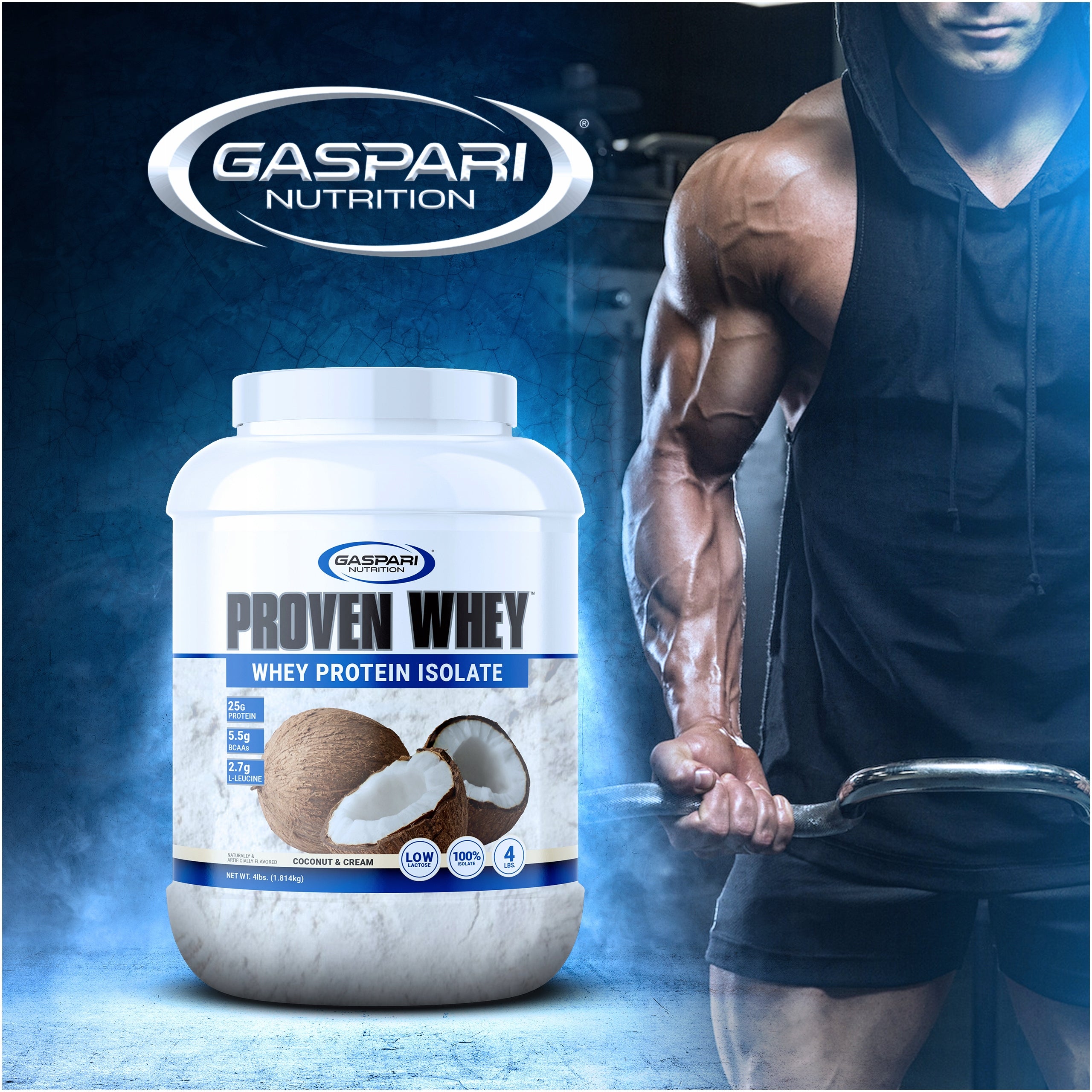 2x WPI Protein Isolate Conditioner PROVEN WHEY 2.0 PROTEIN 1814 g coconut GASPAR Brand Gaspari Nutrition