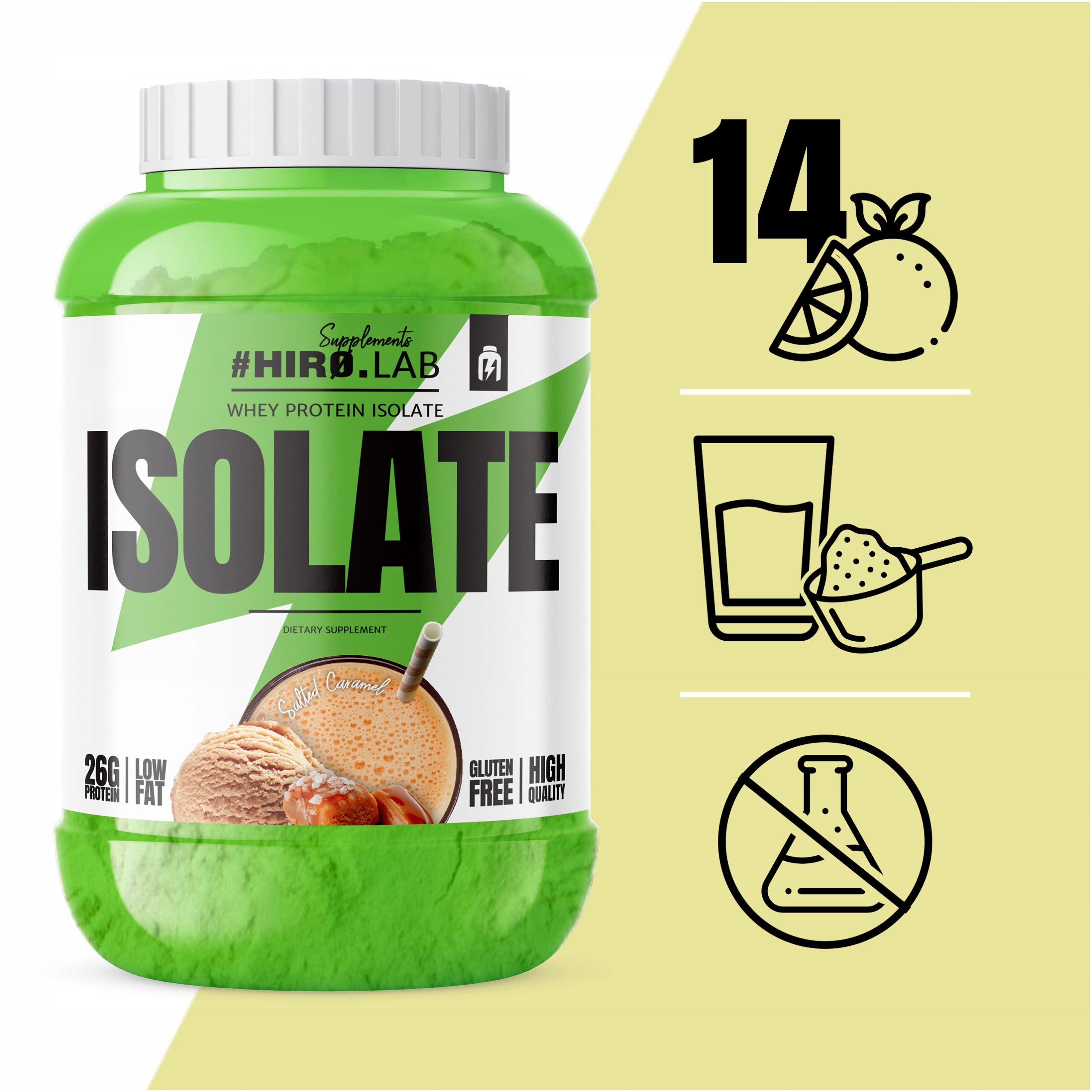 2x WPI Whey Protein Isolate Conditioner 1800 g SALTY CARAMEL HIRO Brand HIRO.LAB