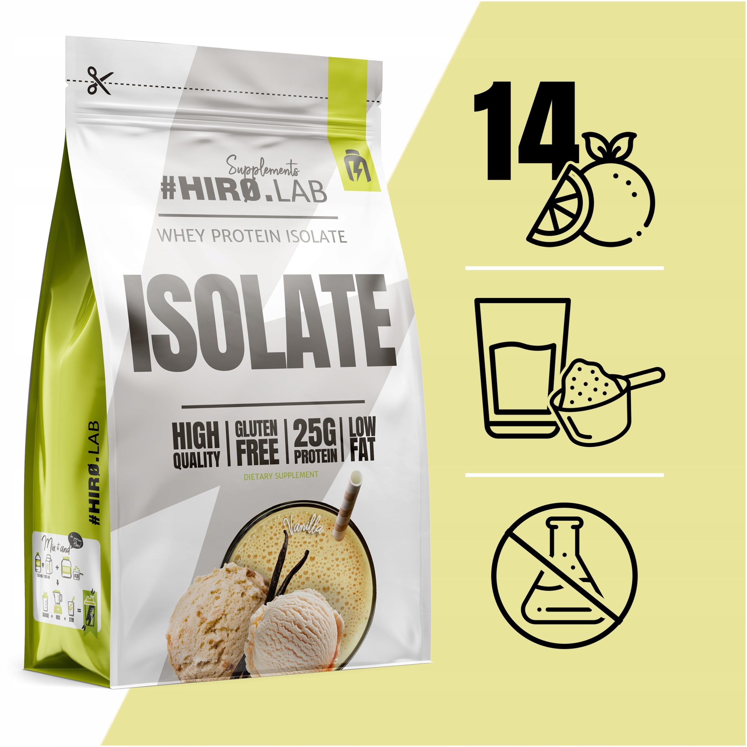2x WPI Whey Protein Isolate Protein Conditioner 700 g VANILLA HI Brand HIRO.LAB