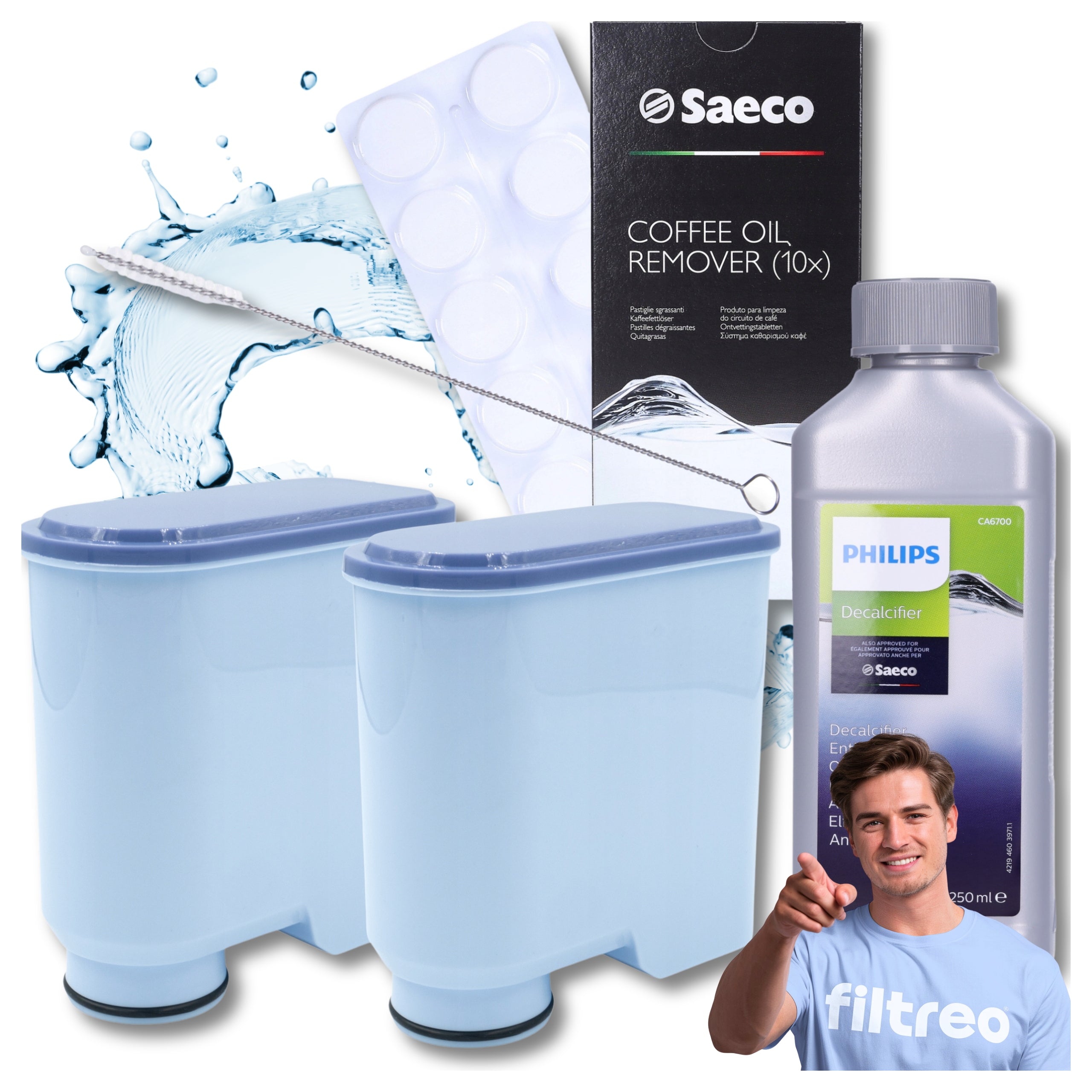 2x Water Filter for PHILIPS Latte Go Complete Care Kit