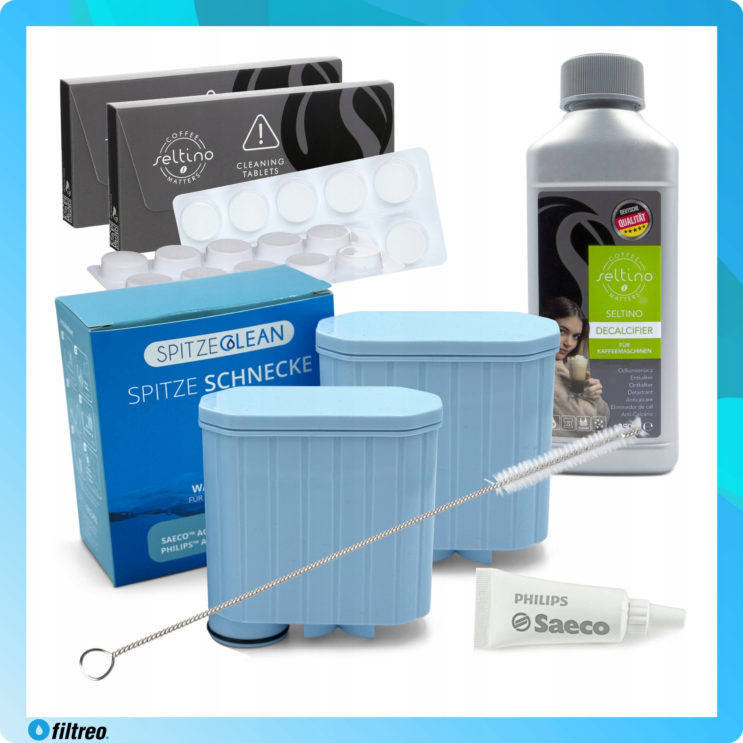 2x Water filter for PHILIPS Latte Go machine set Brand Spitze Clean