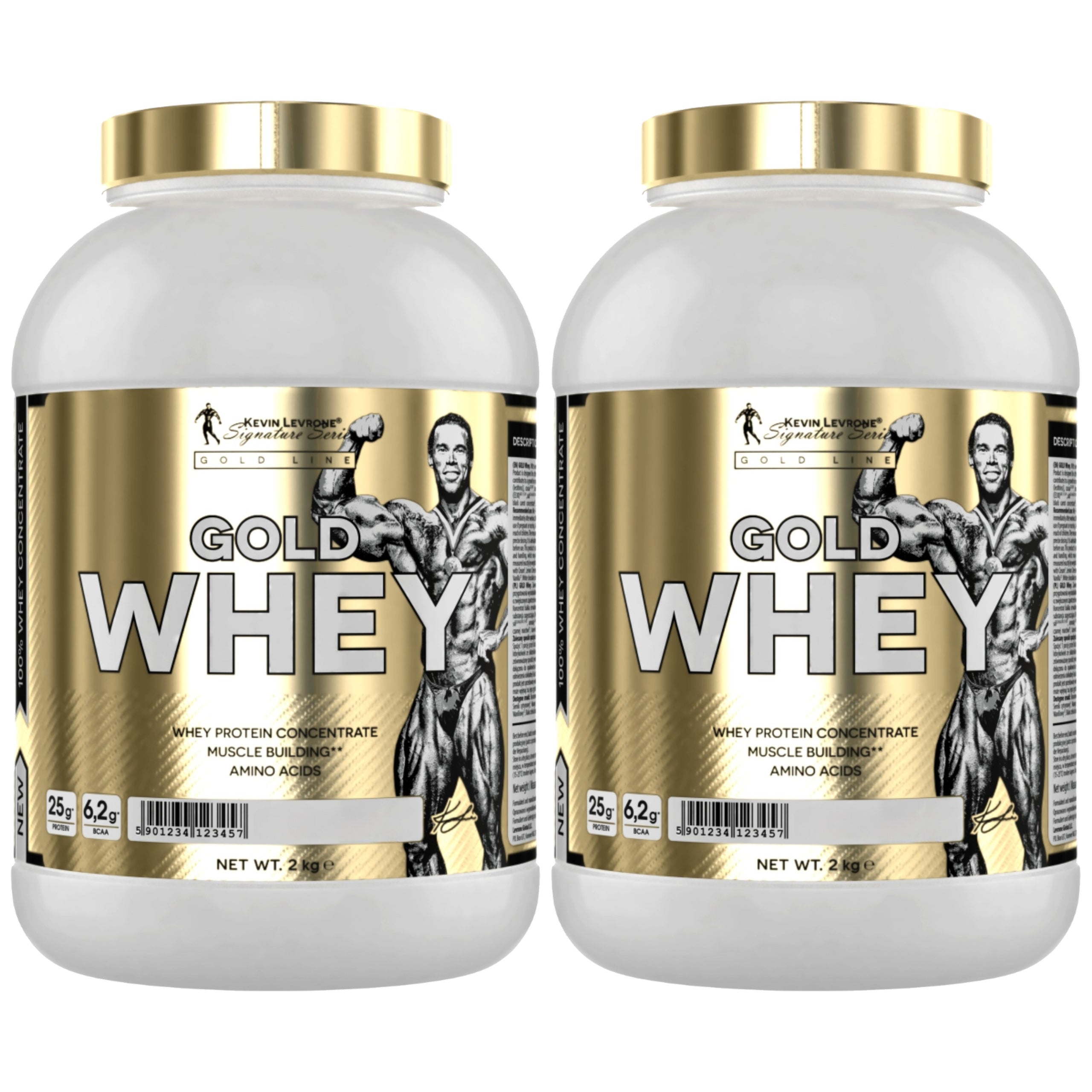 2x Whey Protein WPC KEVIN LEVRONE Gold Whey 2000g Strawberry 23g