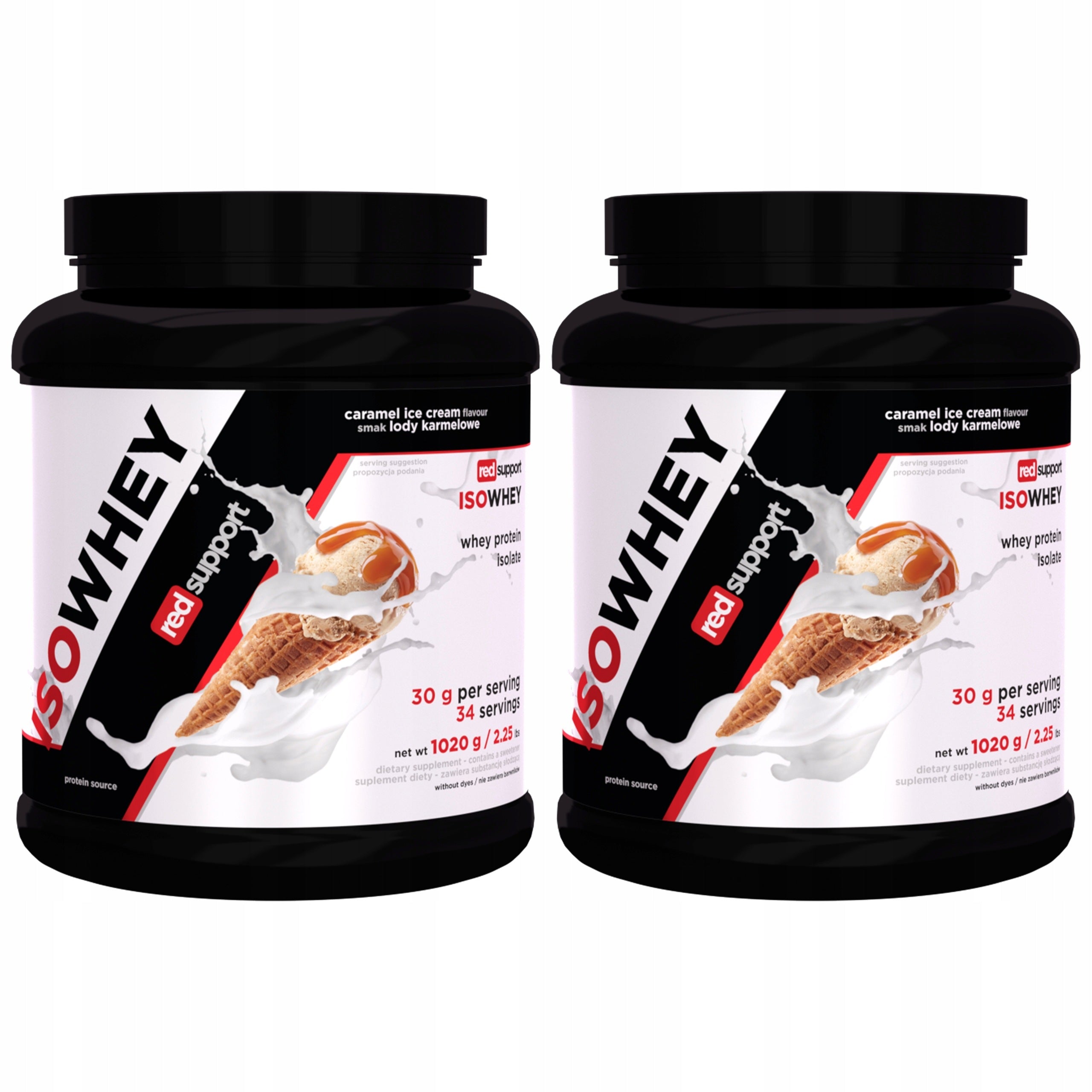 2x Whey isolate whey WPI 30g muscle mass strength RED SUPPORT