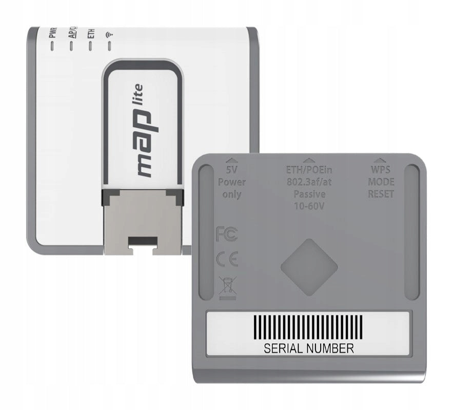 2x WiFi Router 4 Mikrotik mAP lite (RBmAPL-2nD) 2,4GHz(2x2) 1p Model RBmAPL-2nD