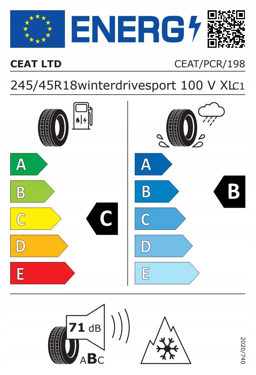 2x Winter tyres 245/45R18 100V XL WinterDrive Sport CEAT 2026 Number of tires offered 2 pcs.
