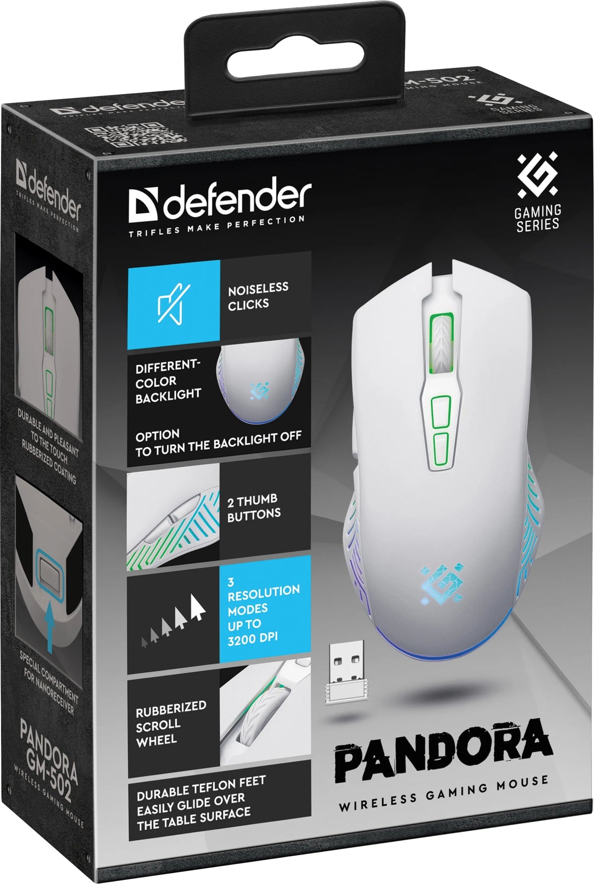 2x Wireless Mouse Defender Pandora Gm 502 Optical 3200dpi White Rgb Ak Model Pandora