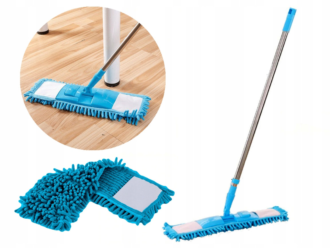 2x chenille flat mop + telescopic pole LENA COZ4317