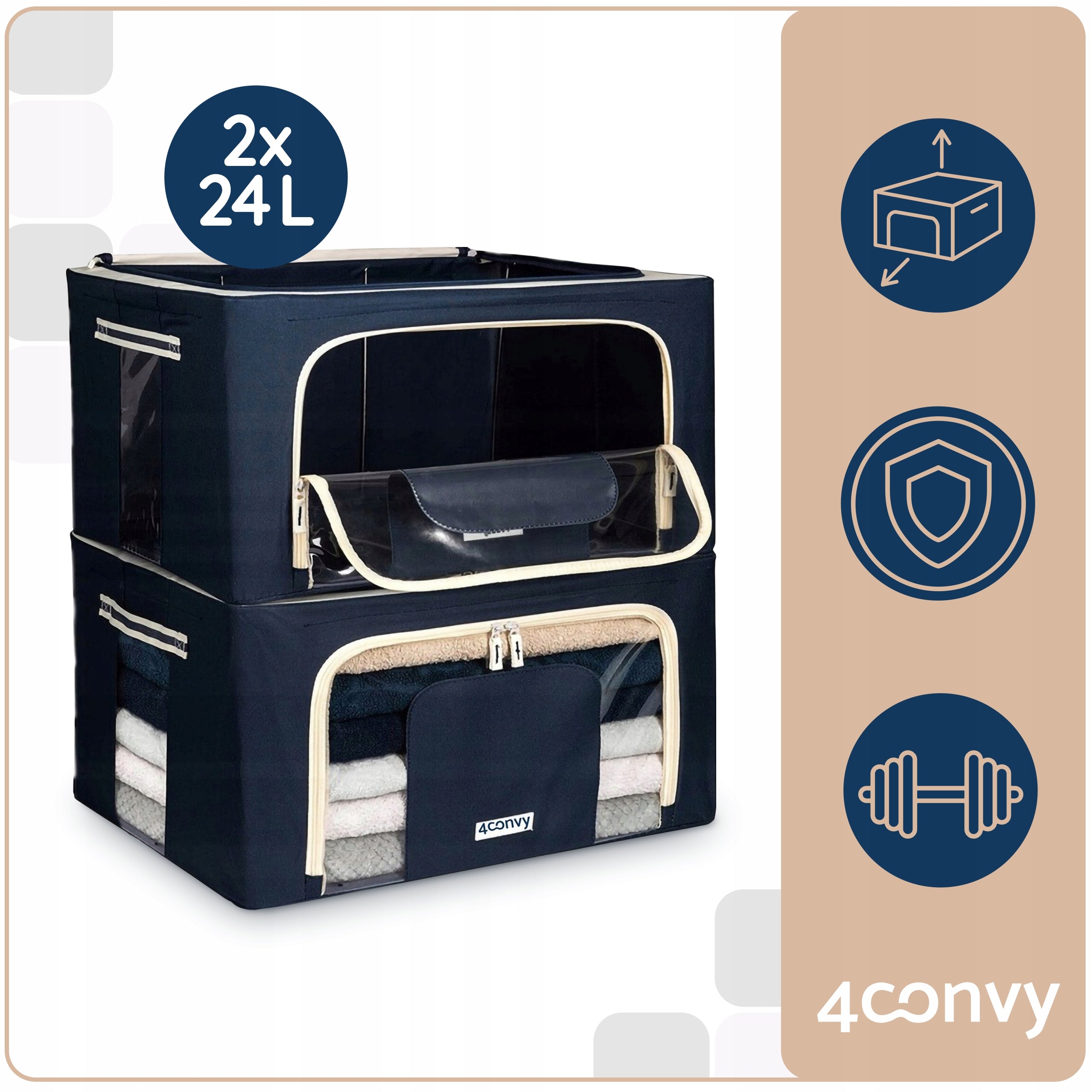 2x organizer box clothes box wardrobe linens with cover 24L EAN (GTIN) 703791903955