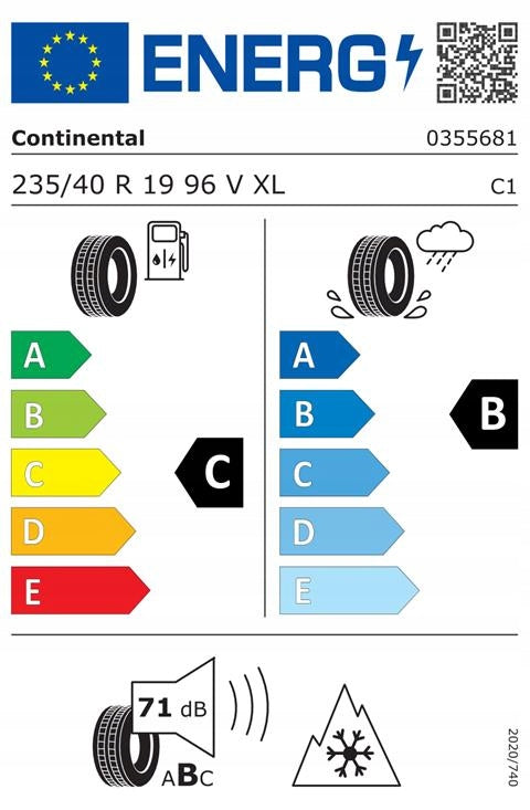 2x winter tyres Continental WinterContact TS 870 P 235/40R19 96V XL rim Number of tires offered 2 pcs.