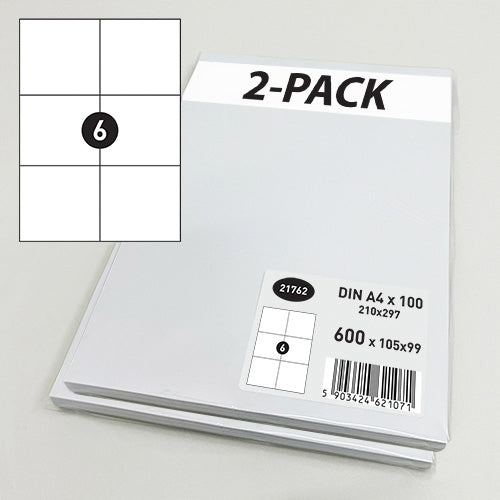 2x100 self-adhesive sheets A4 6x 105x99mm (Economy)