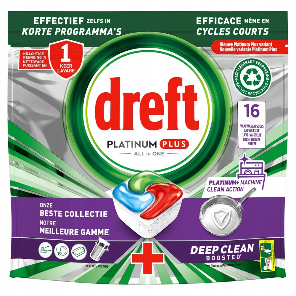 2x16pcs DREFT PLATINUM PLUS DISHWASHER TABLETS ALL IN ONE tablets cube