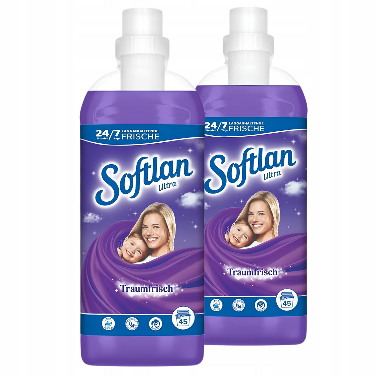 2xSoftlan Ultra Liquid Fabric Rinse Concentrate Traumfrisch Purple 1l