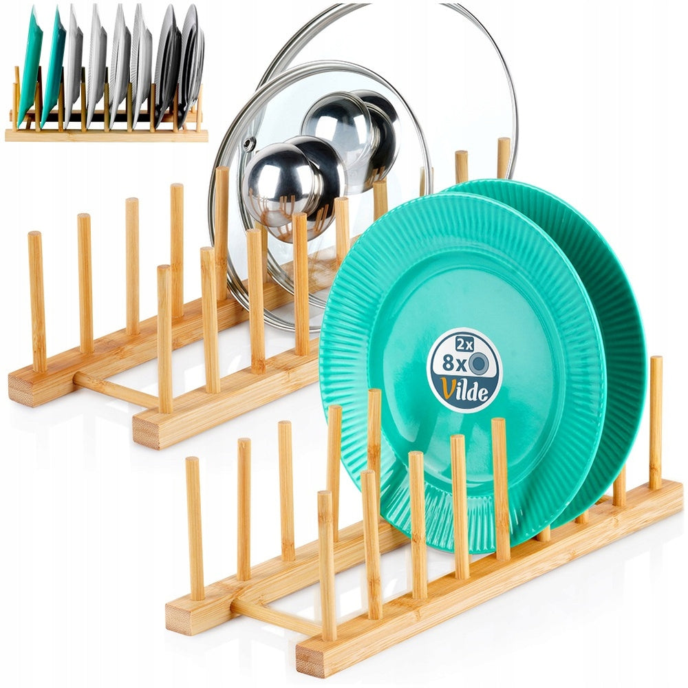 2z LID Rack PLATES Kitchen Organizer for Cabinet Drawer Bamboo