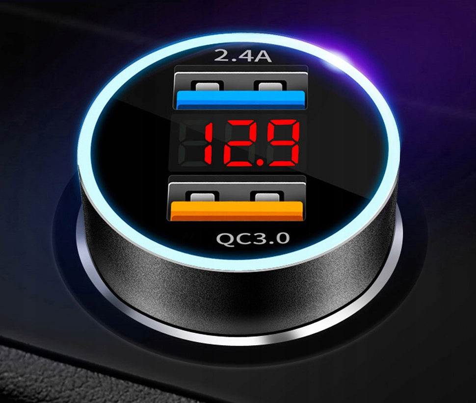 3.1A CAR CHARGER VOLTAGE METER QC 3.0 Color silver