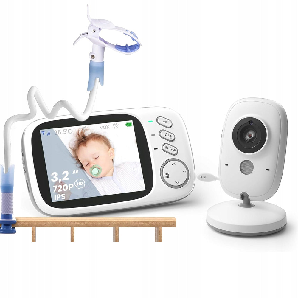 3.2" Baby Monitor with Camera and Sound Night Vision Clamp Stand