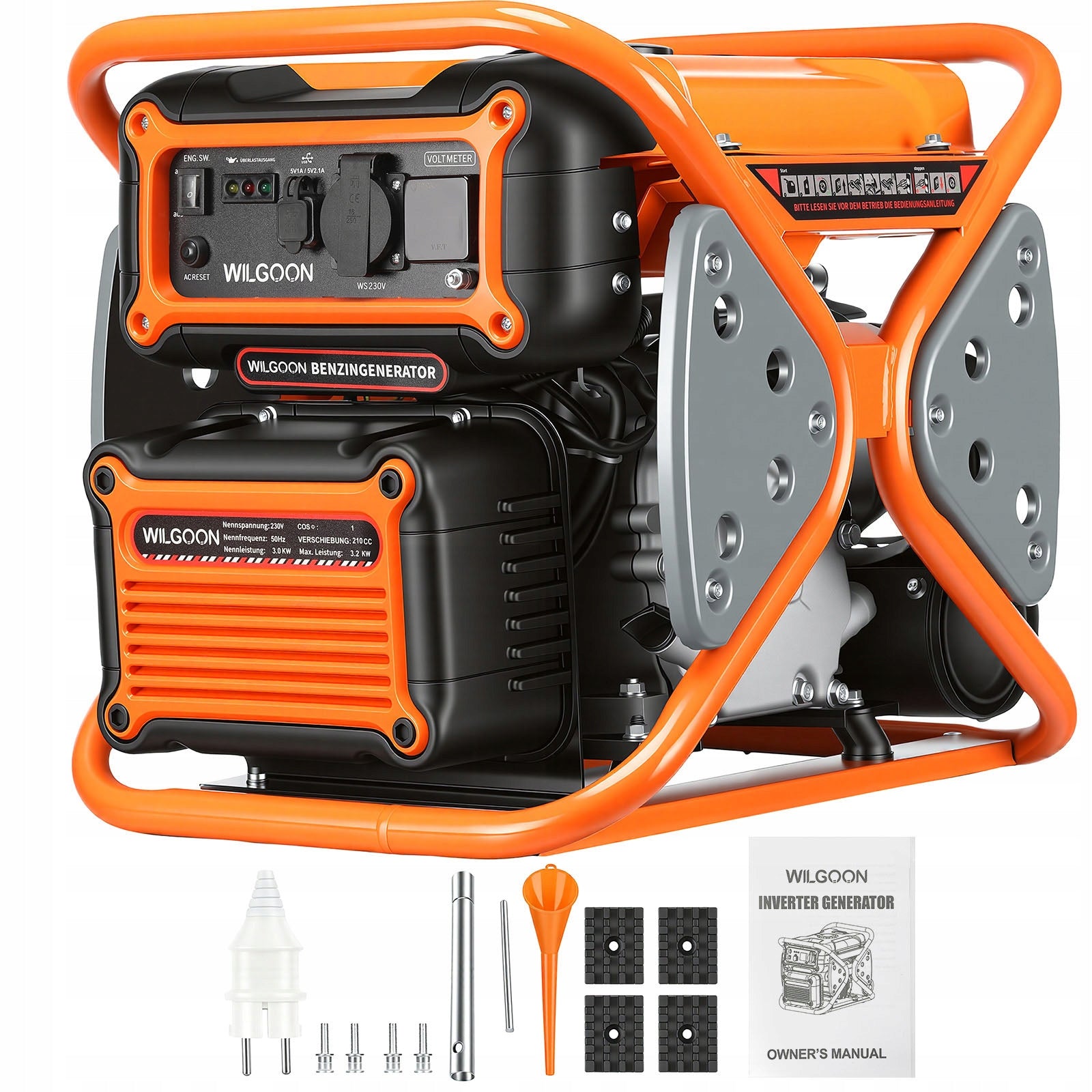 3.2KW Inverter Generator Gasoline Generator Set 28kg 2x USB ports