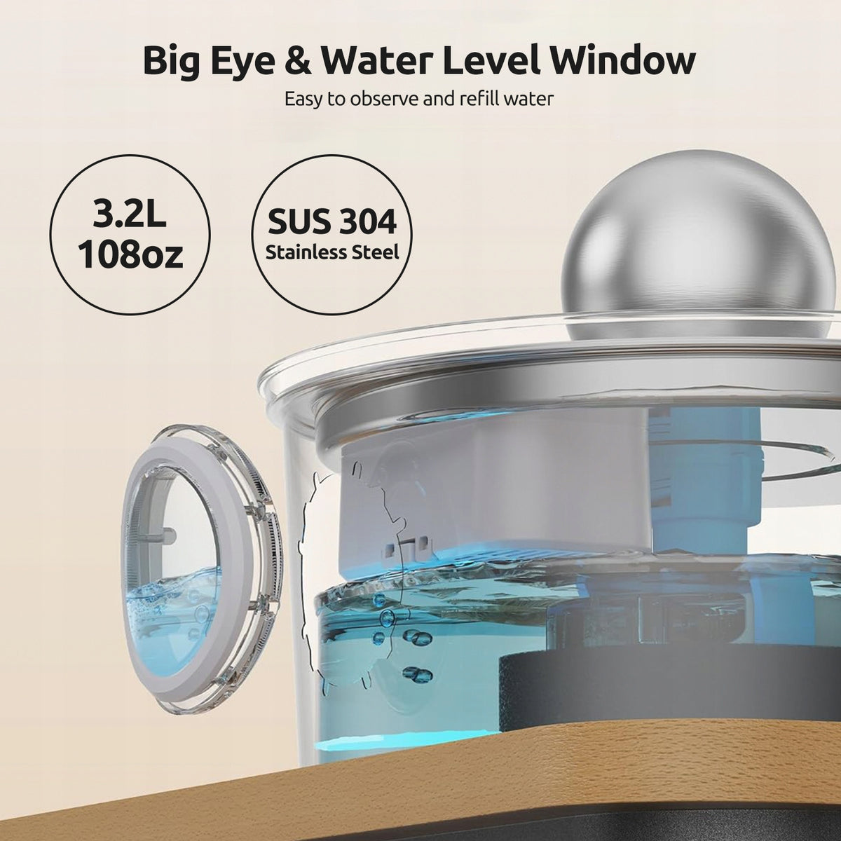 3.2L Cat Water Fountain Stainless Steel Pet Drinking Dispenser Sphere Tap Manufacturer code 3.2L-LZ-SSF