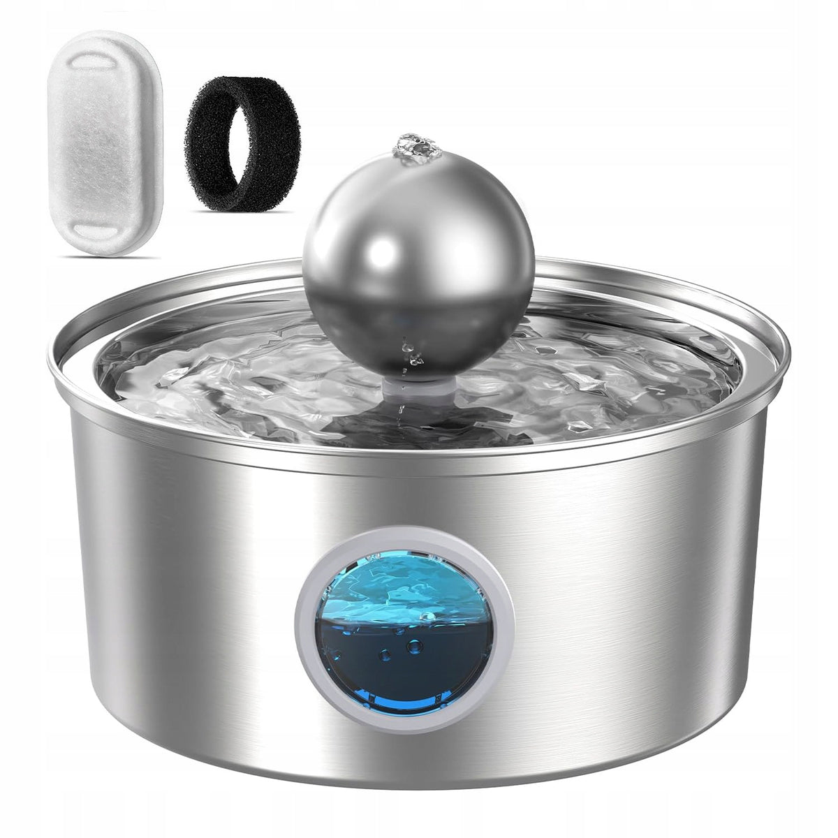 3.2L Cat Water Fountain Stainless Steel Pet Drinking Dispenser Sphere Tap