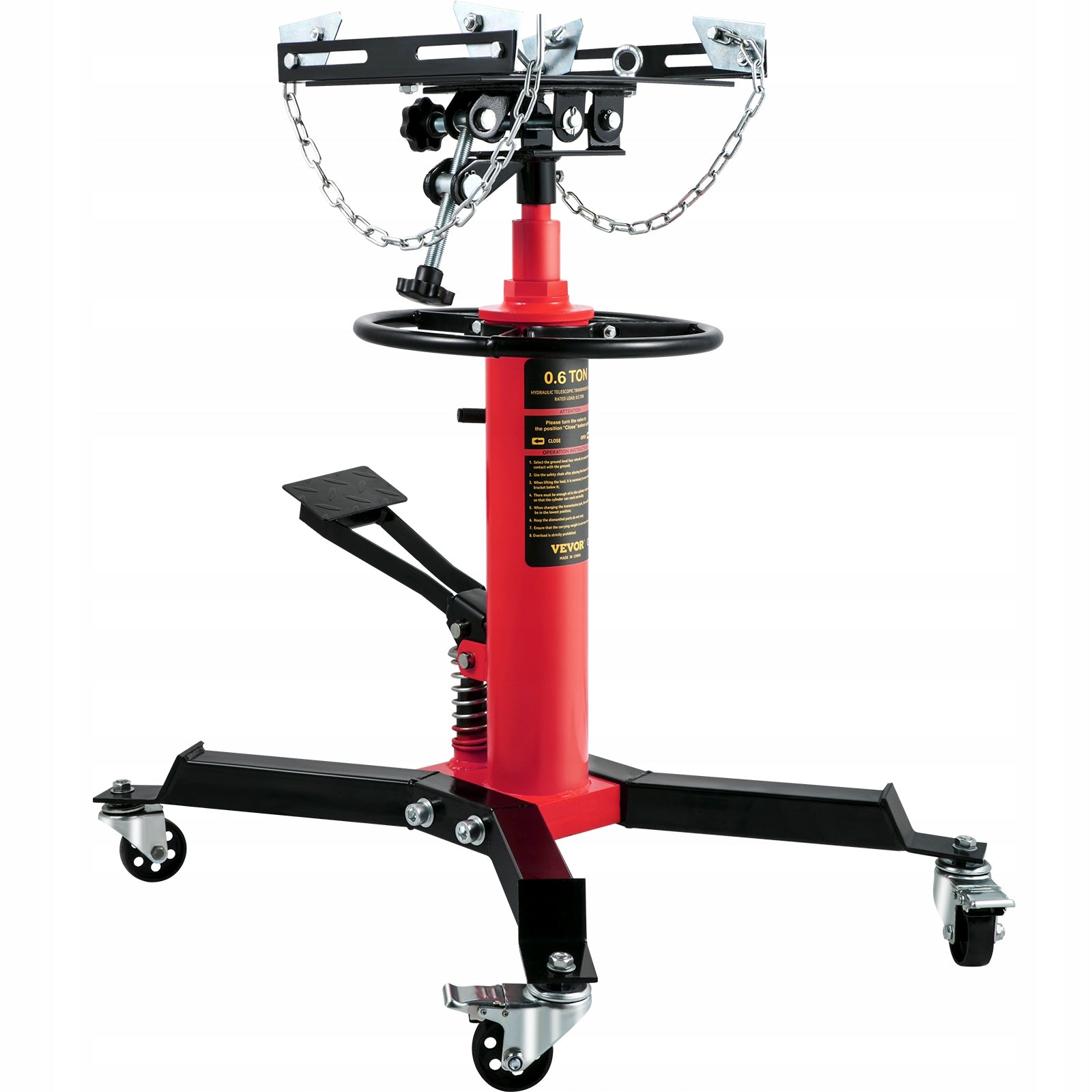 3/5 Ton Hydraulic Transmission Jack 1322lbs 2 Stage Swivel Wheel Red