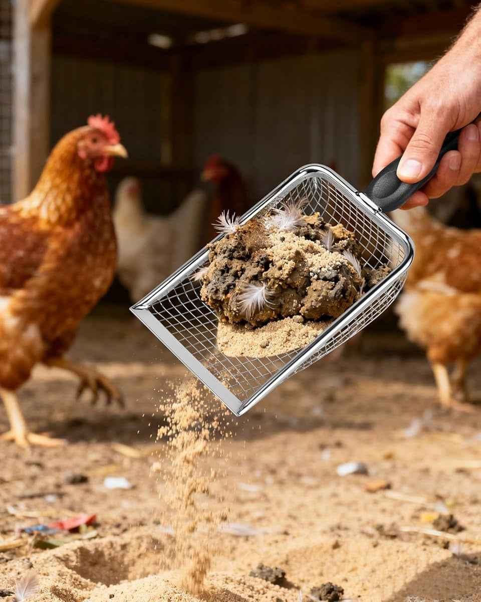 3.8/5mm Mesh Metal Cleaning Tool, Chicken Litter Rake, Sand, Durable Manufacturer code Chicken Coop