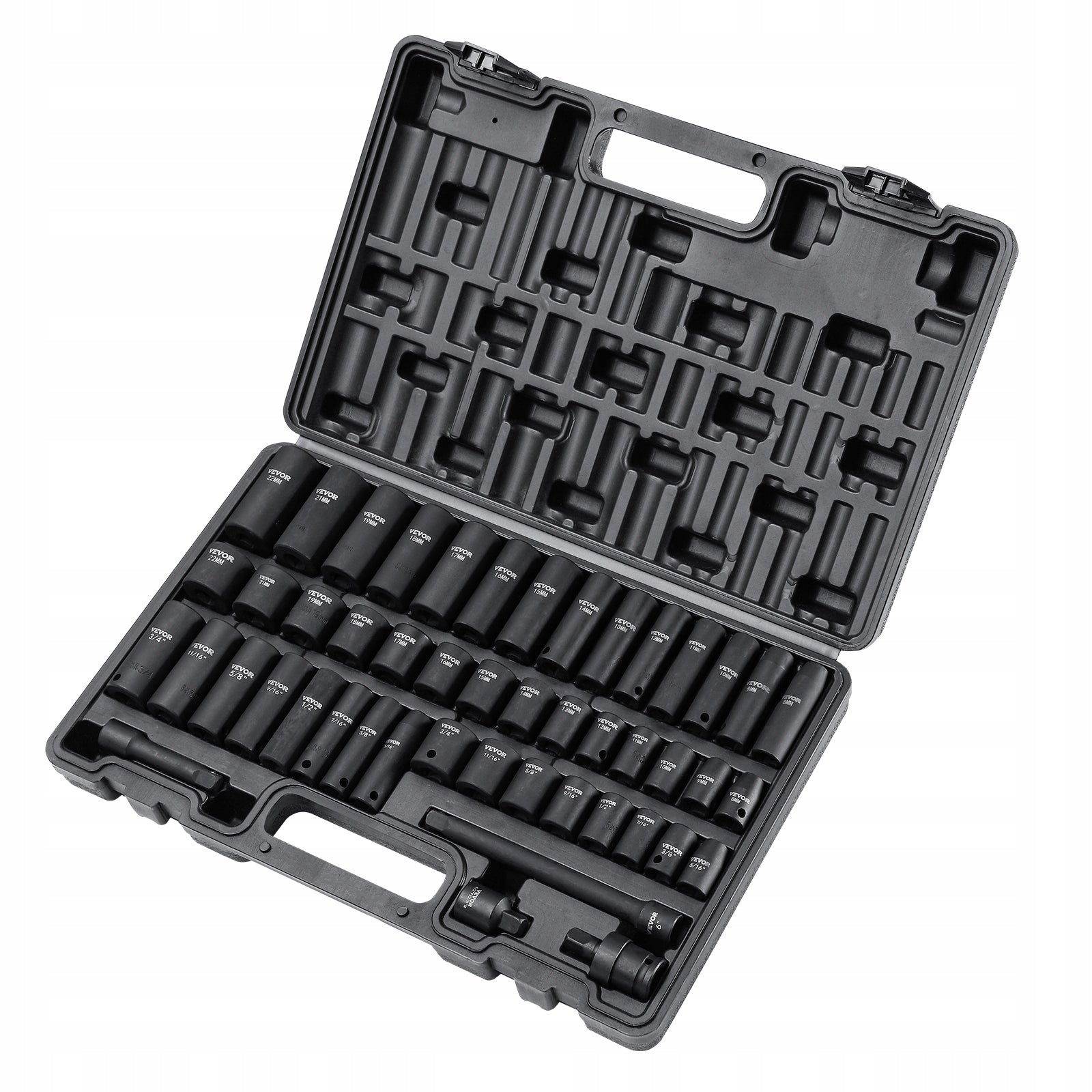 3/8 Drive Impact Socket Set 48 Piece SAE Metric 6 Point with Case Number of items in the set 48