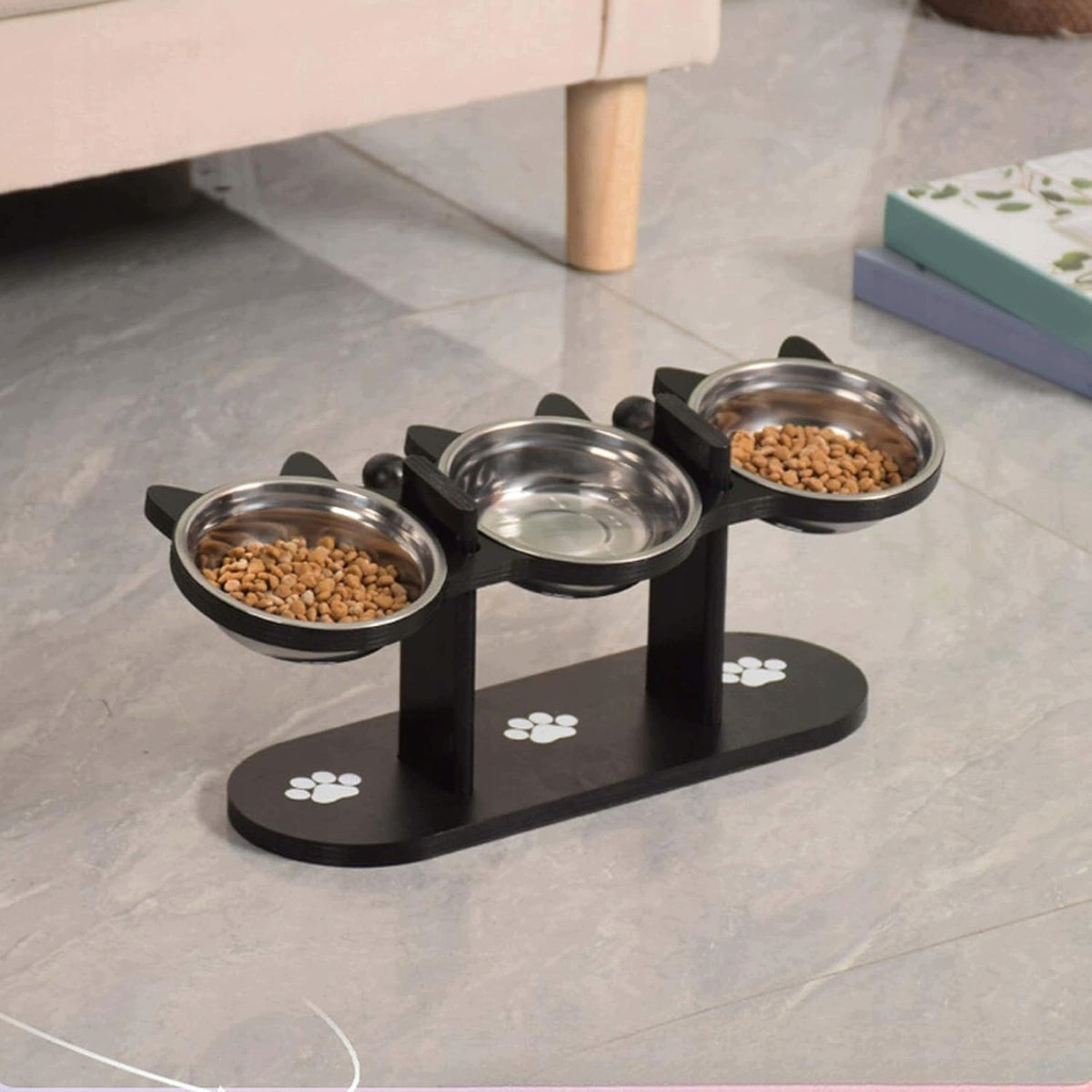 3 CERAMIC BOWLS FOR CAT/SMALL DOG – 15° SLOPE, STABLE STAND Brand no brand