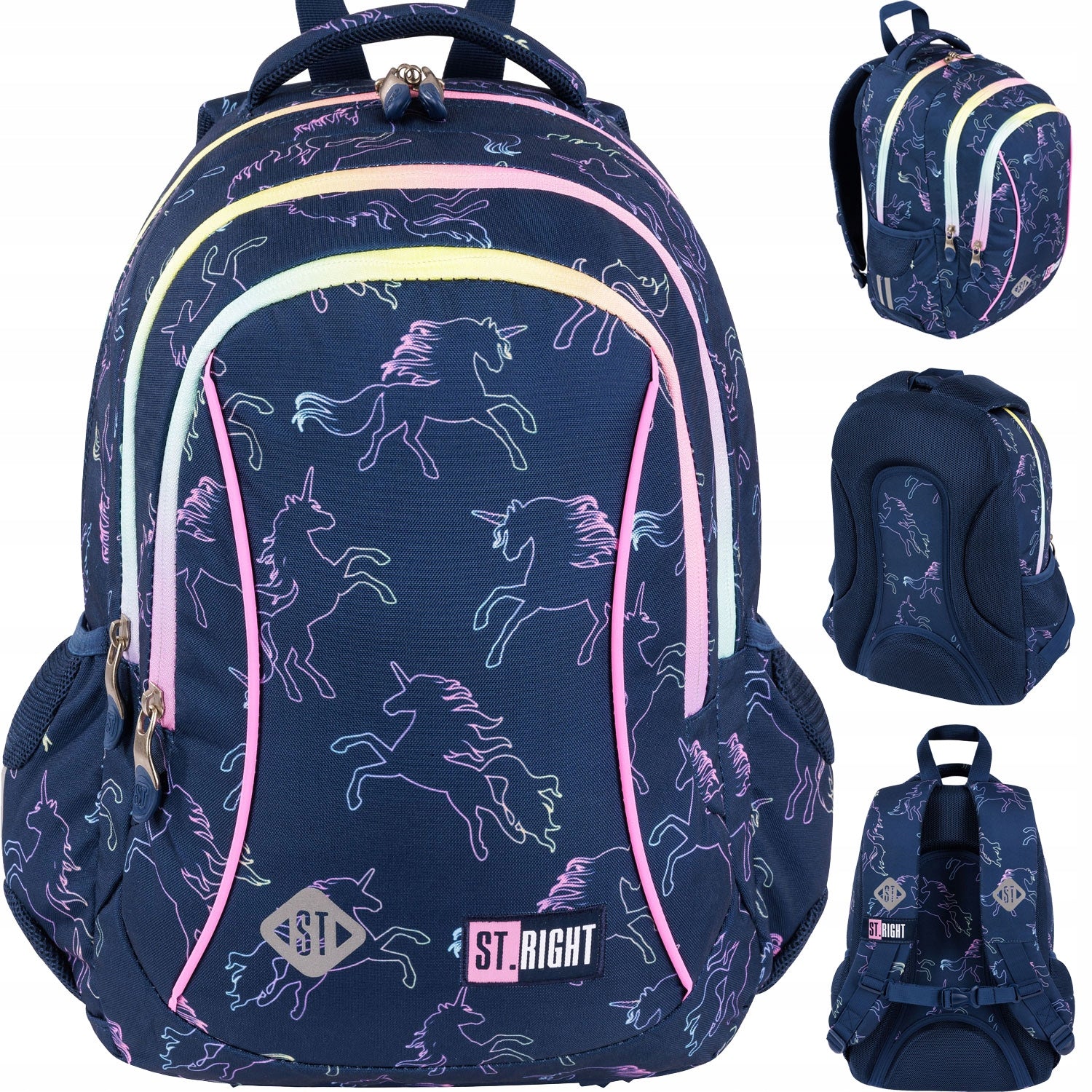 3-CHAMBER SCHOOL BACKPACK FOR GIRLS HORSES UNICORNS MAYEWSKI