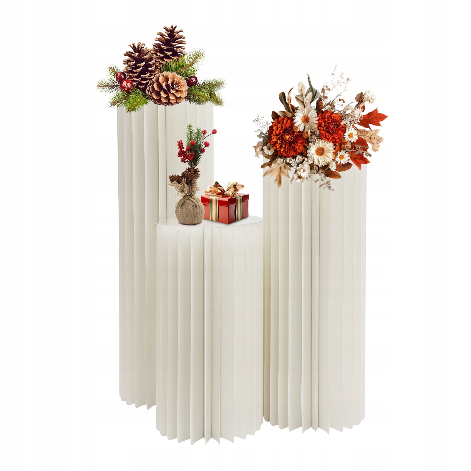3 Cardboard Cylinder Stand 60/80/100cm PVC Wedding Floral Decor Packaging status original