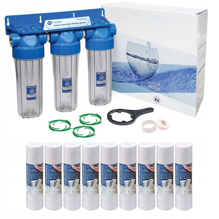 3-DEGREE WATER FILTER: MECHANICAL: SAND, SUSPENSIONS, WHOLE HOUSE - 3/4 IN.