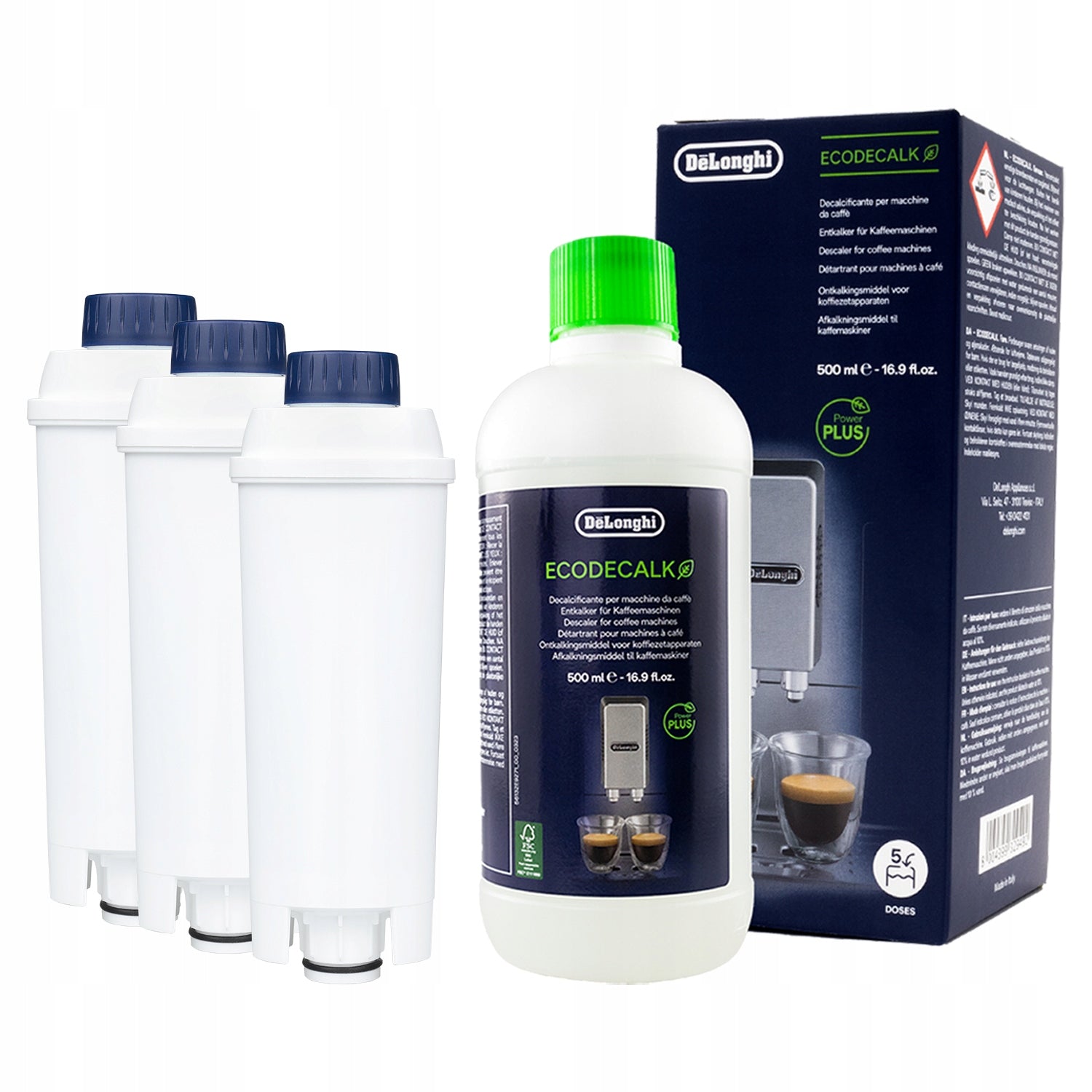 3 Filter for Delonghi DLSC002 EcoDecalk Descaler 500ml