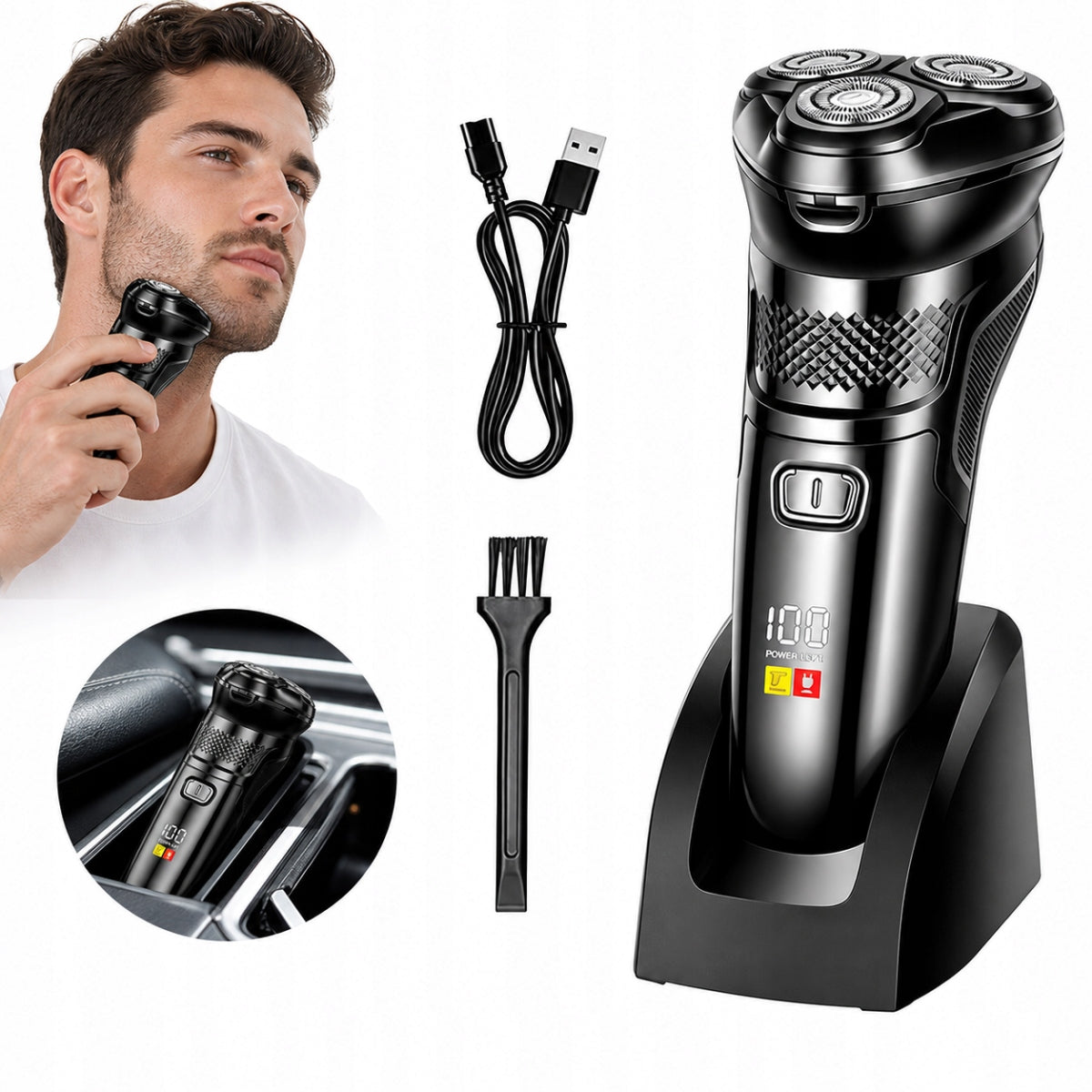 3 Head Electric Shaver Waterproof IPX7 Beard Razor