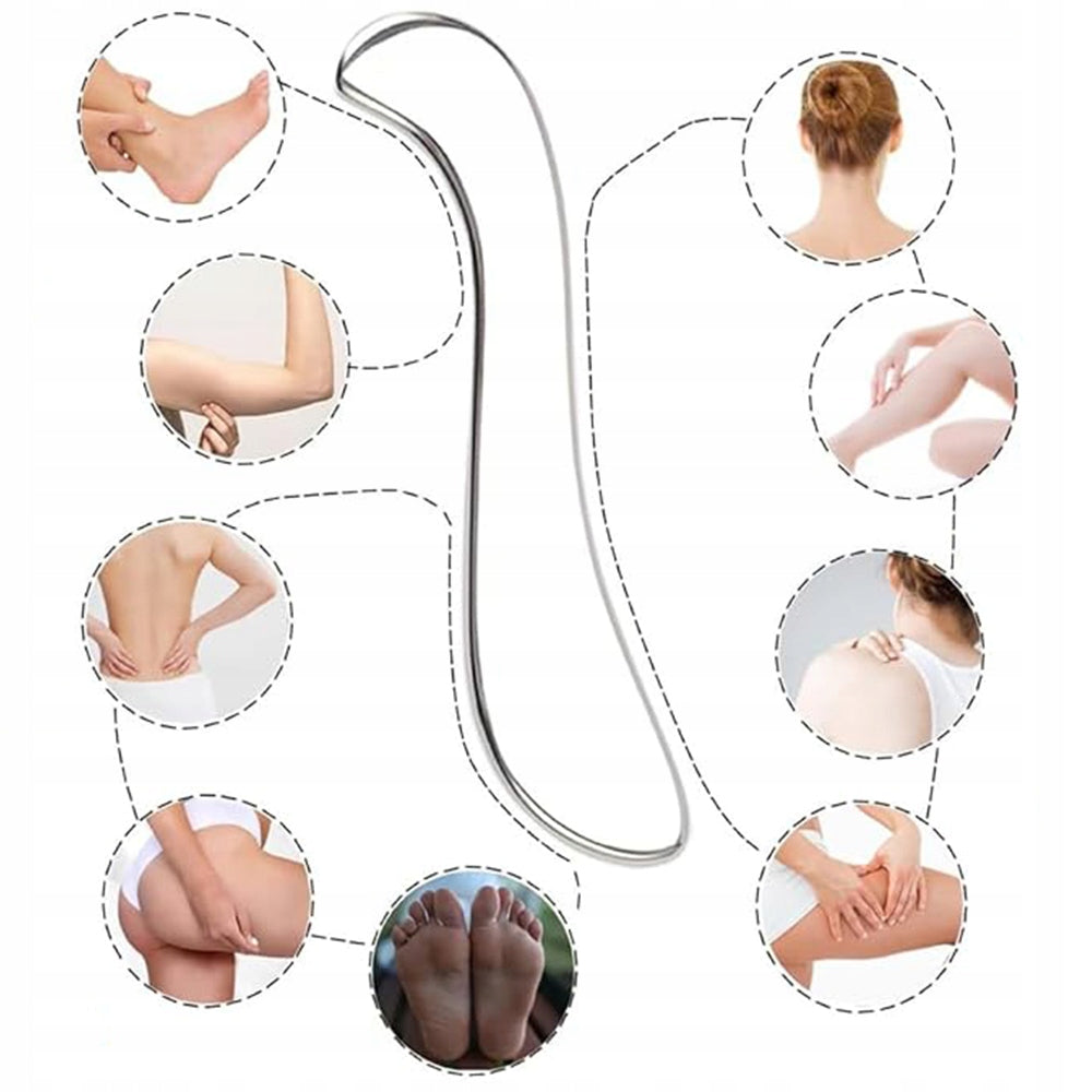 3 IN 1 GUA SHA MASSAGER FOR BACK, NECK, FEET- MASSAGE PLATE METAL STEEL Packaging status original