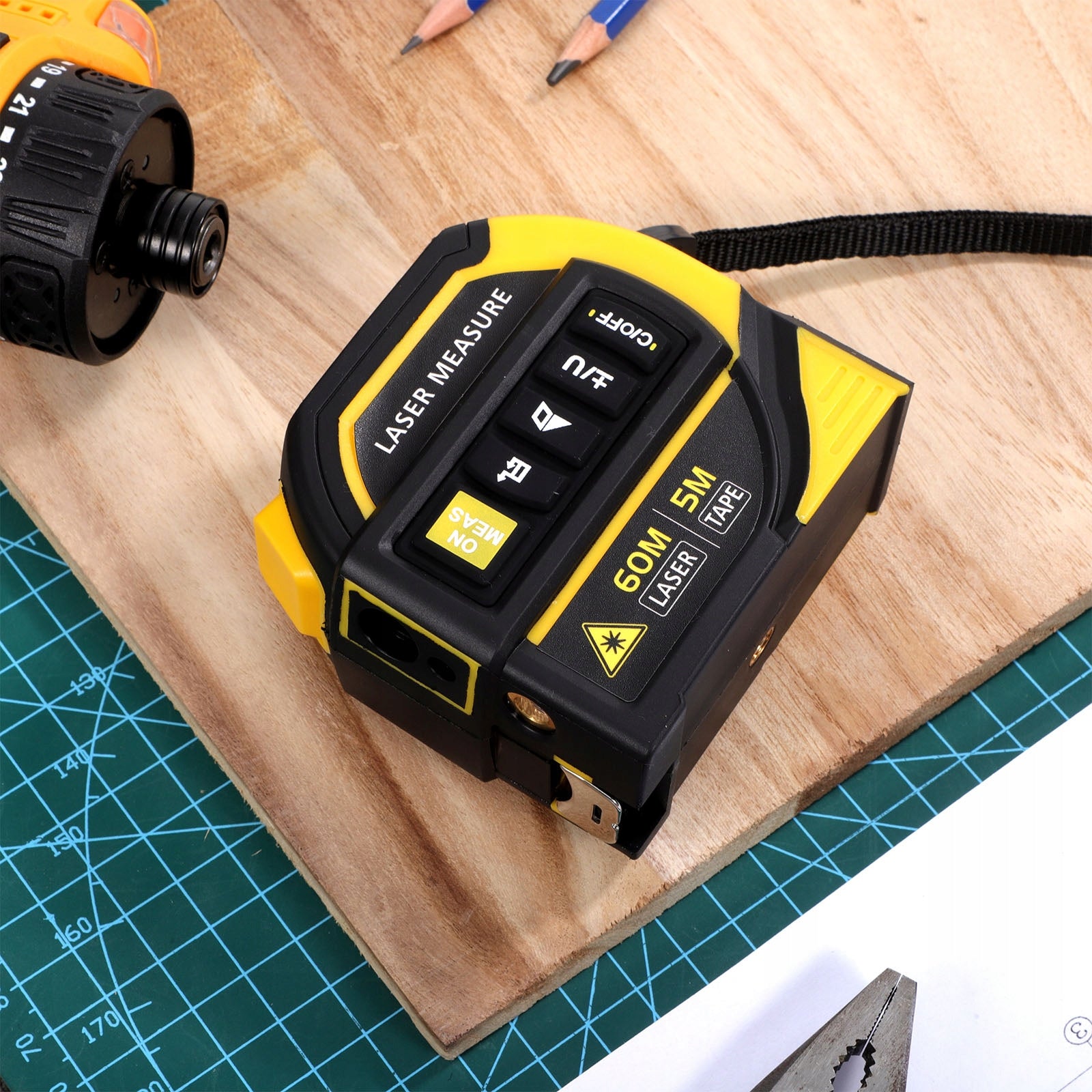 3-IN-1 LASER TAPE MEASURE LASER TAPE BACKLIT DISPLAY DURABLE ABS CASE Packaging status original