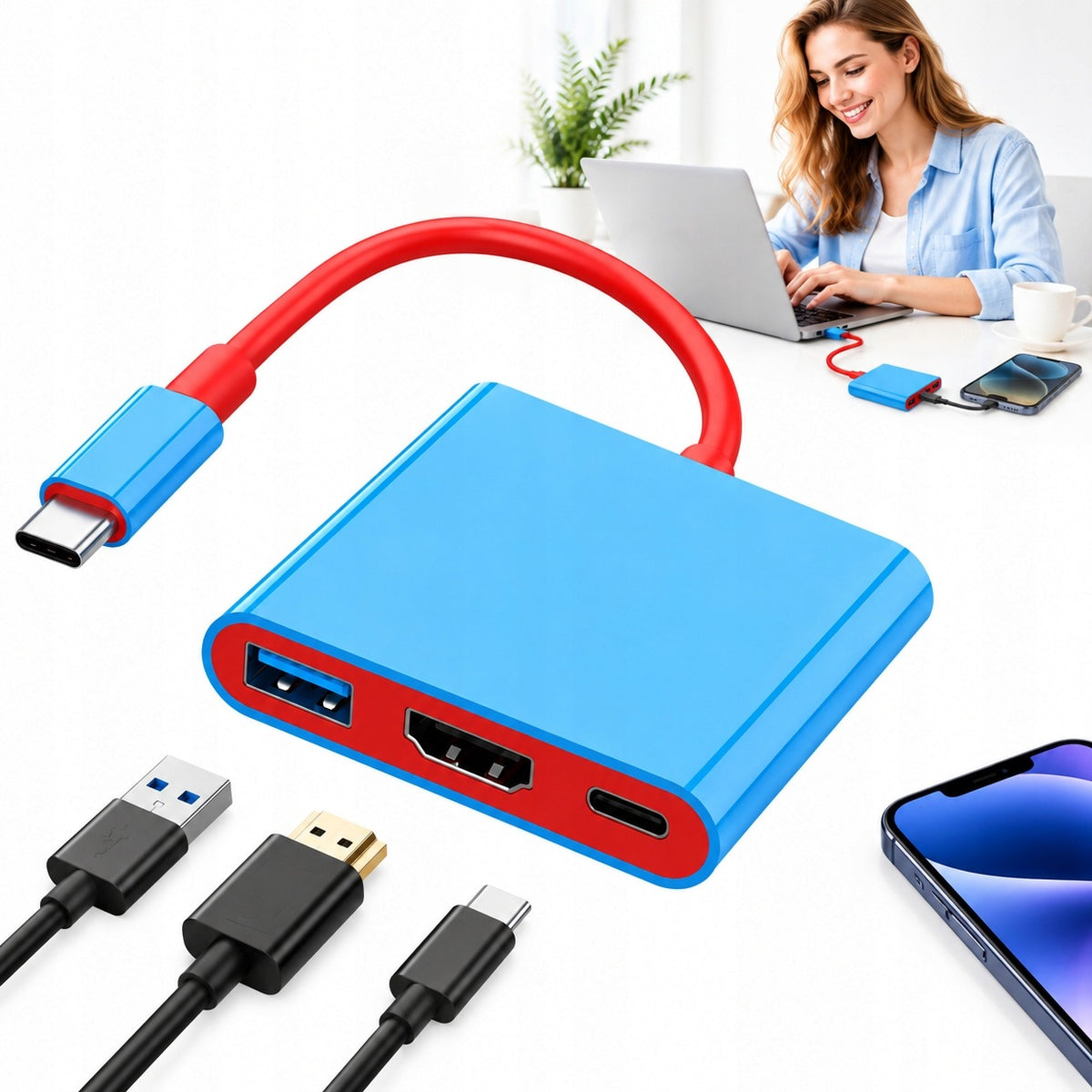 3 IN 1 USB C DOCKING STATION HDMI 4K 60HZ USB 3.0 PD COMPACT