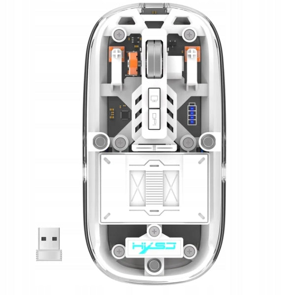 3 Modes Wireless Transparent Bluetooth Mouse 2.4G USB 2400DPI White