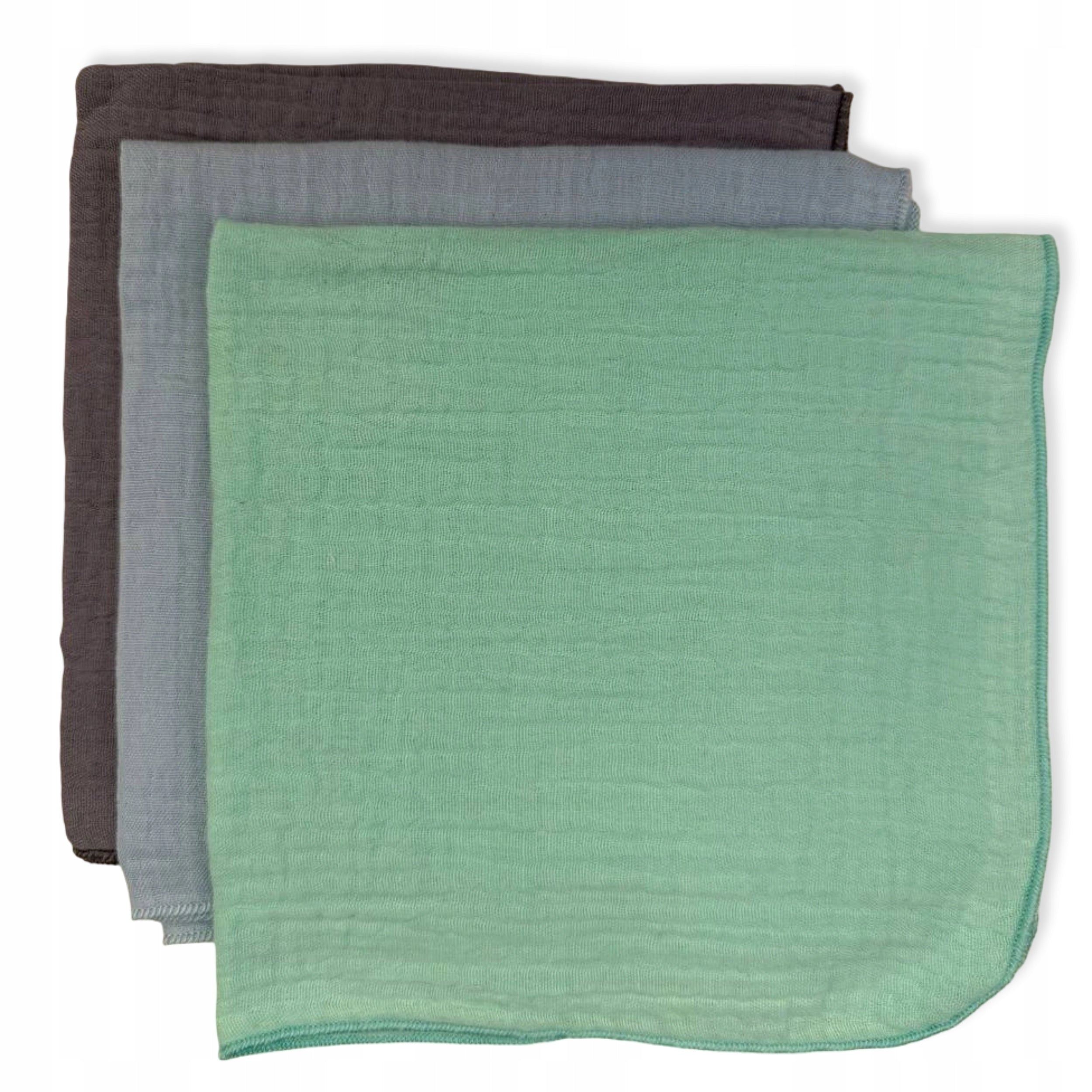 3-PACK MINI DIAPERS MUSLIN 38x38 Cloth MINT, BLUE, ASH Brand Dartomik