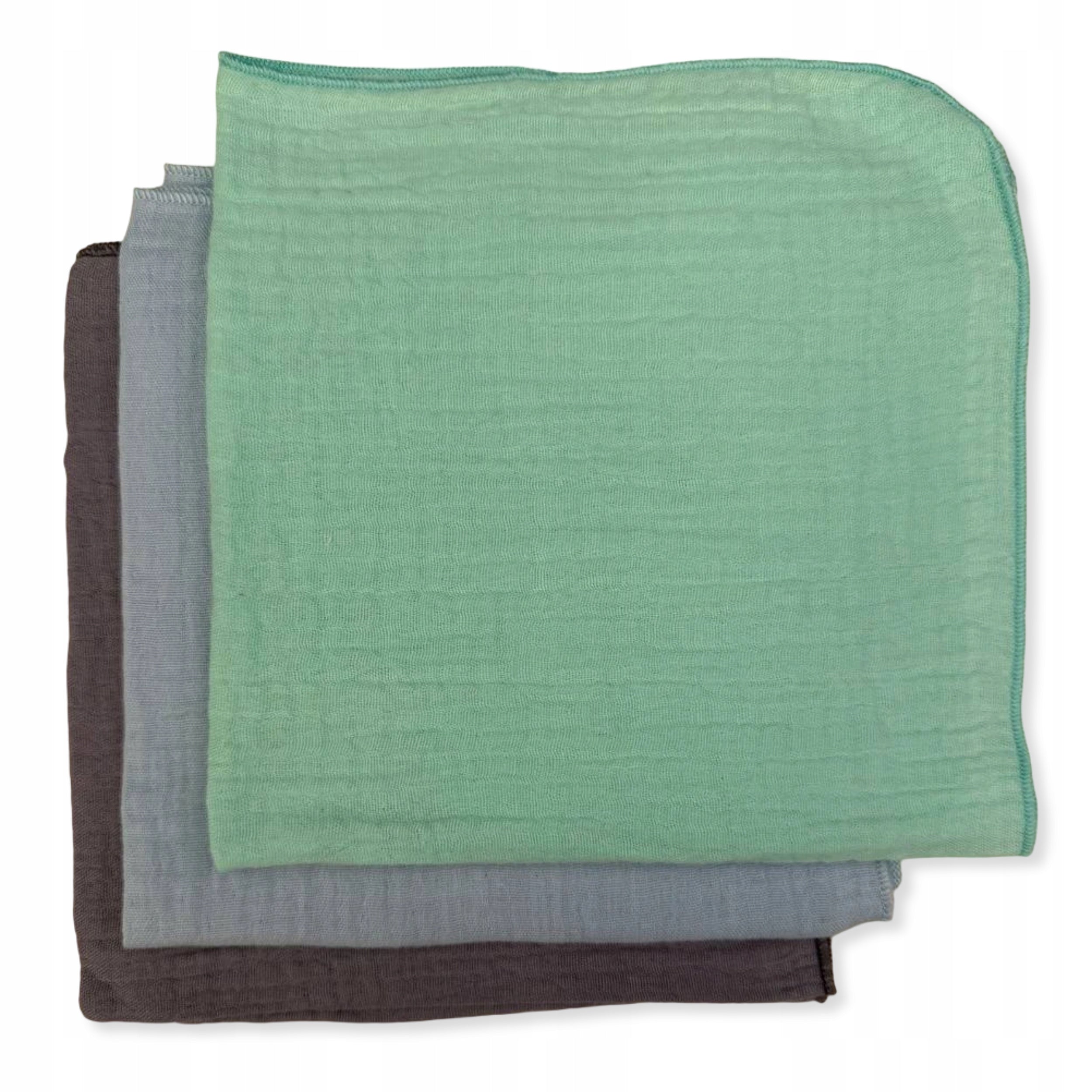 3-PACK MINI DIAPERS MUSLIN 38x38 Cloth MINT, BLUE, ASH