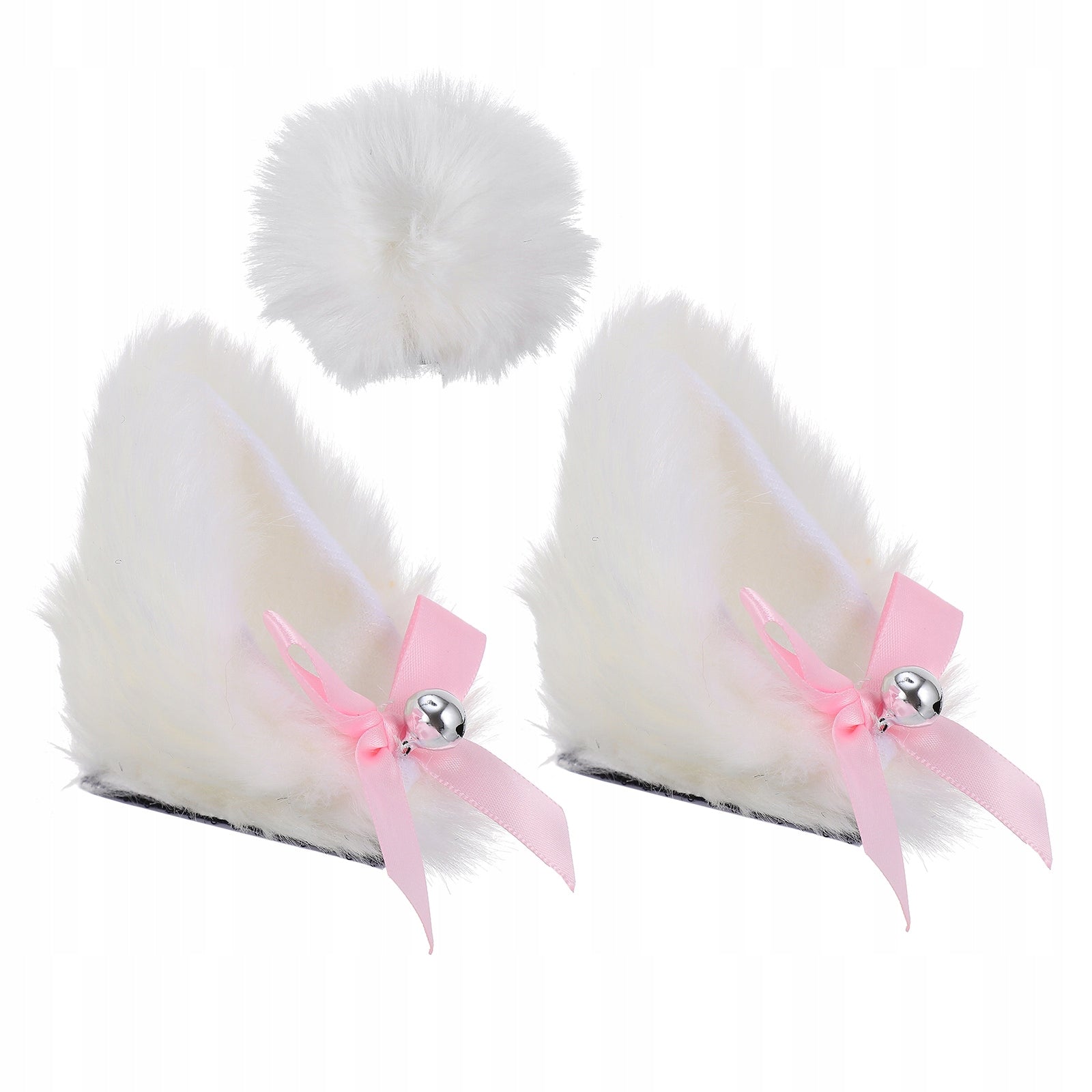 3 PACK MOTORCYCLE HELMET DECORATION - WHITE PLUSH CAT EARS