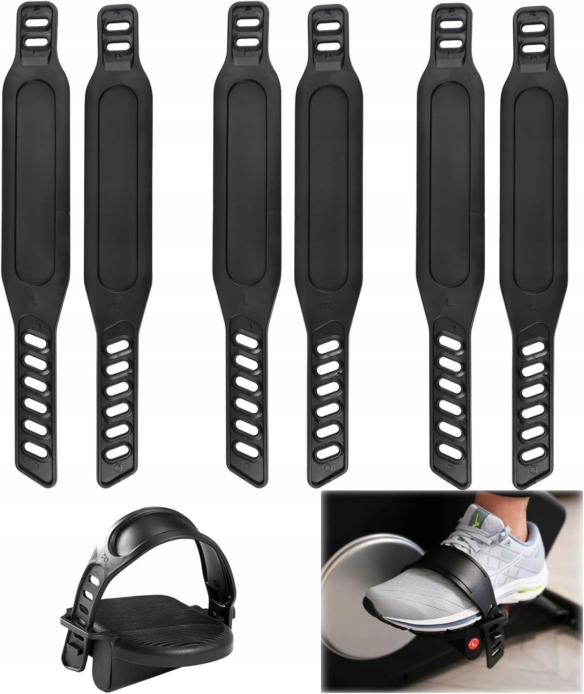 3 PAIRS OF RUBBER STRAPS FOR PEDALS UNIVERSAL EXERCISE BIKE