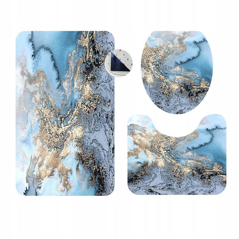 3 PCS SET SOFT BATHROOM RUG NON SLIP ABSORBENT MARBLE MAT